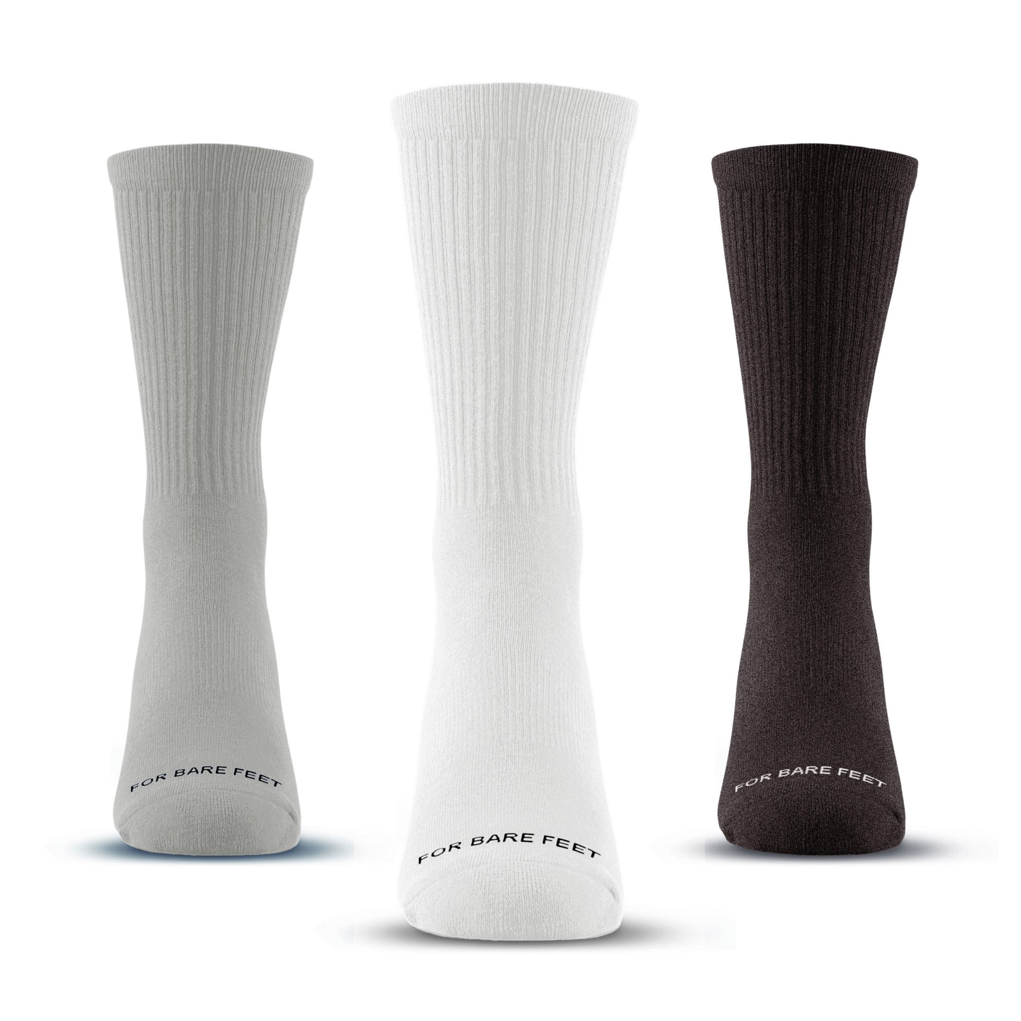 Premium Crew Socks 3 Pack White/Grey/Charcoal