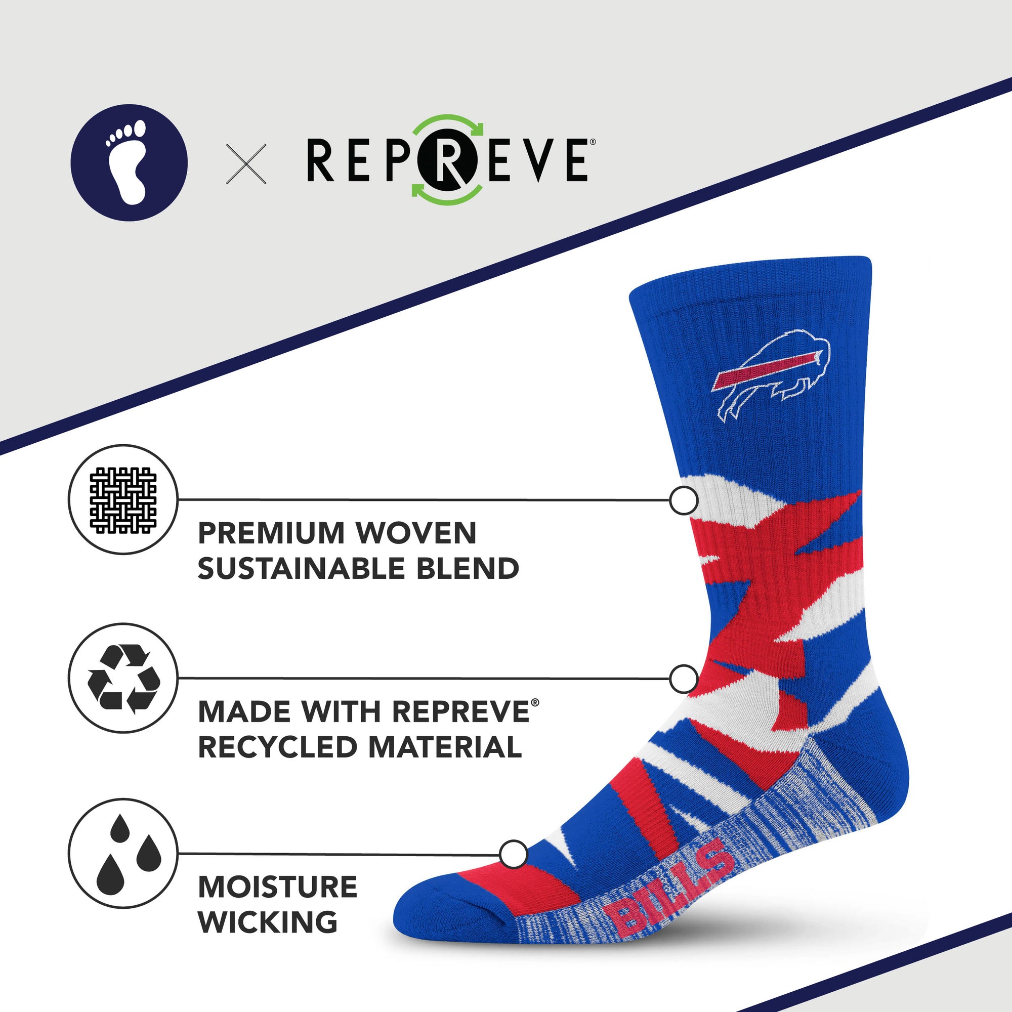 Buffalo Bills Breakout Premium Crew Socks