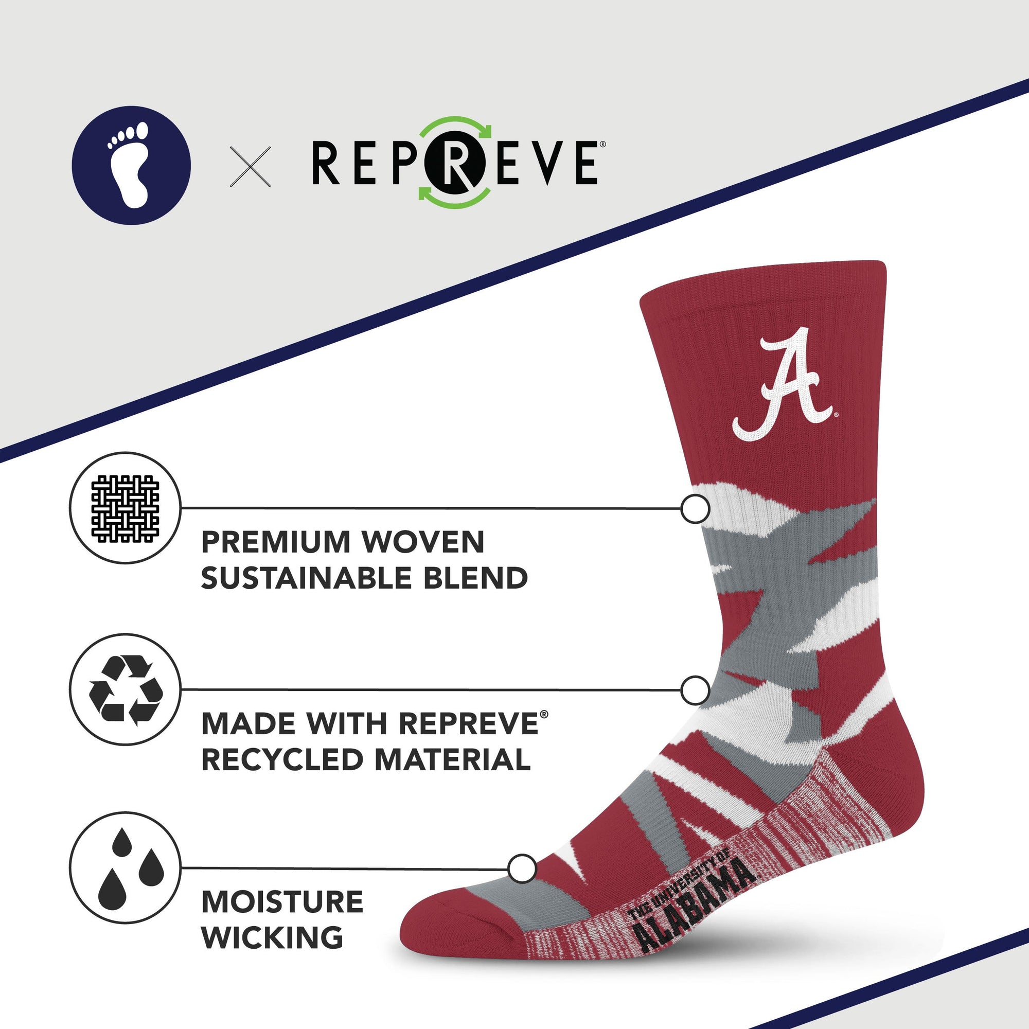 Alabama Crimson Tide Breakout Premium Crew Socks