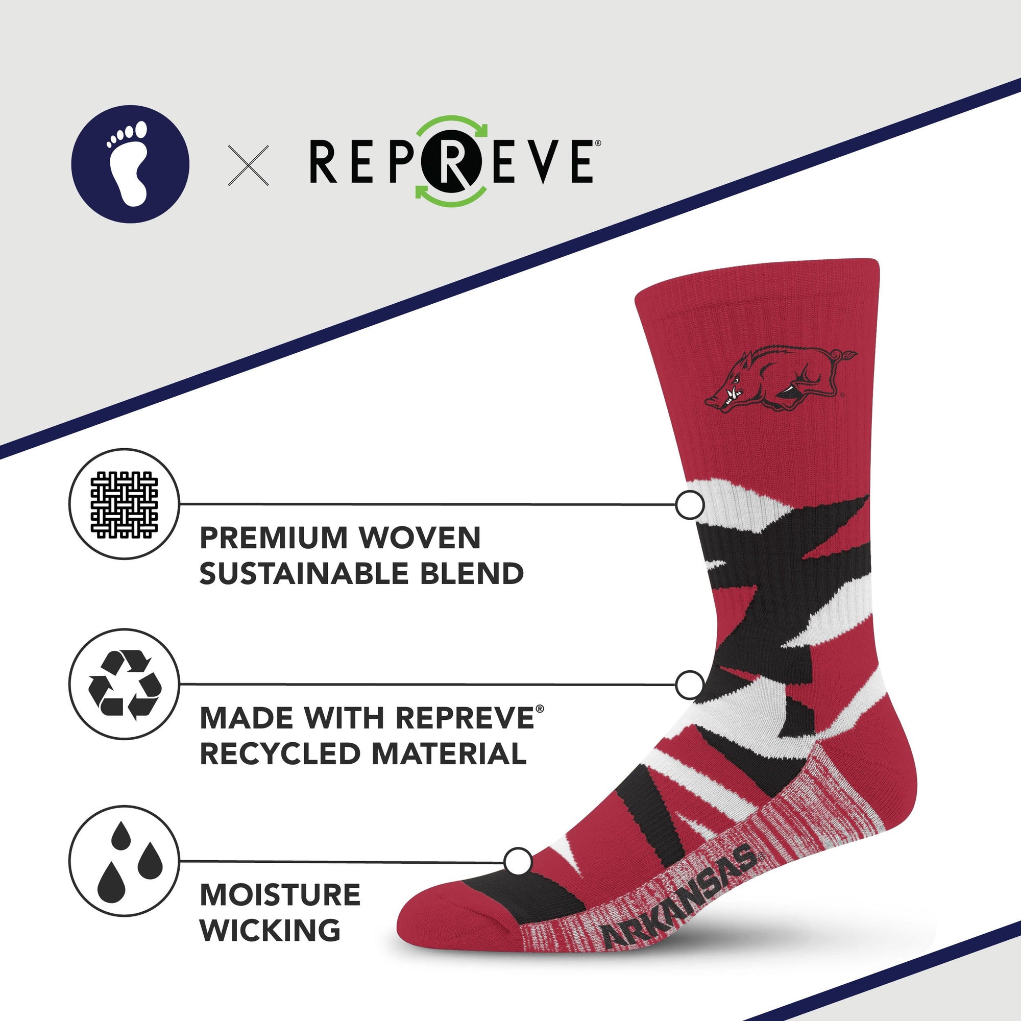 Arkansas Razorbacks Breakout Premium Crew Socks