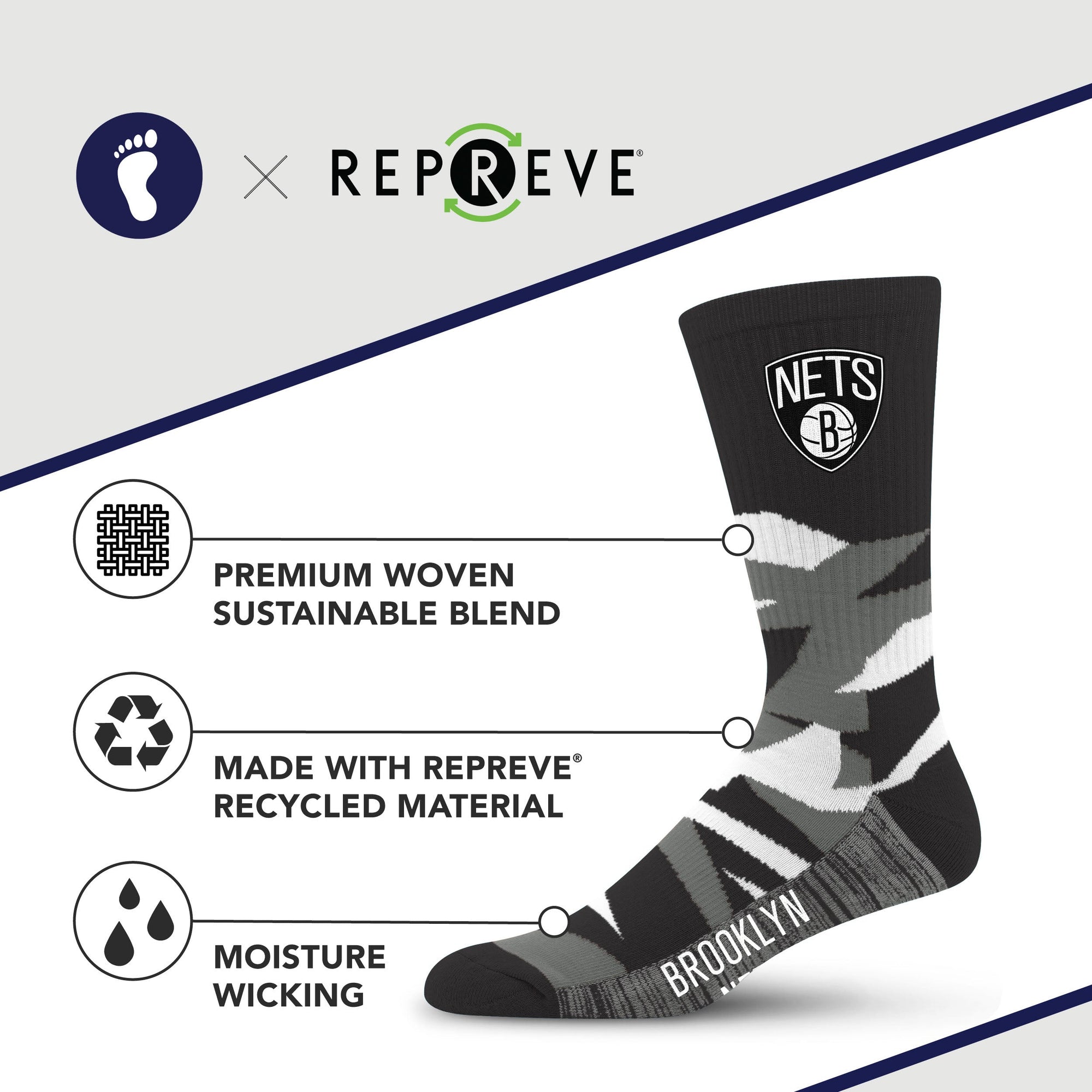 Brooklyn Nets Breakout Premium Crew Socks