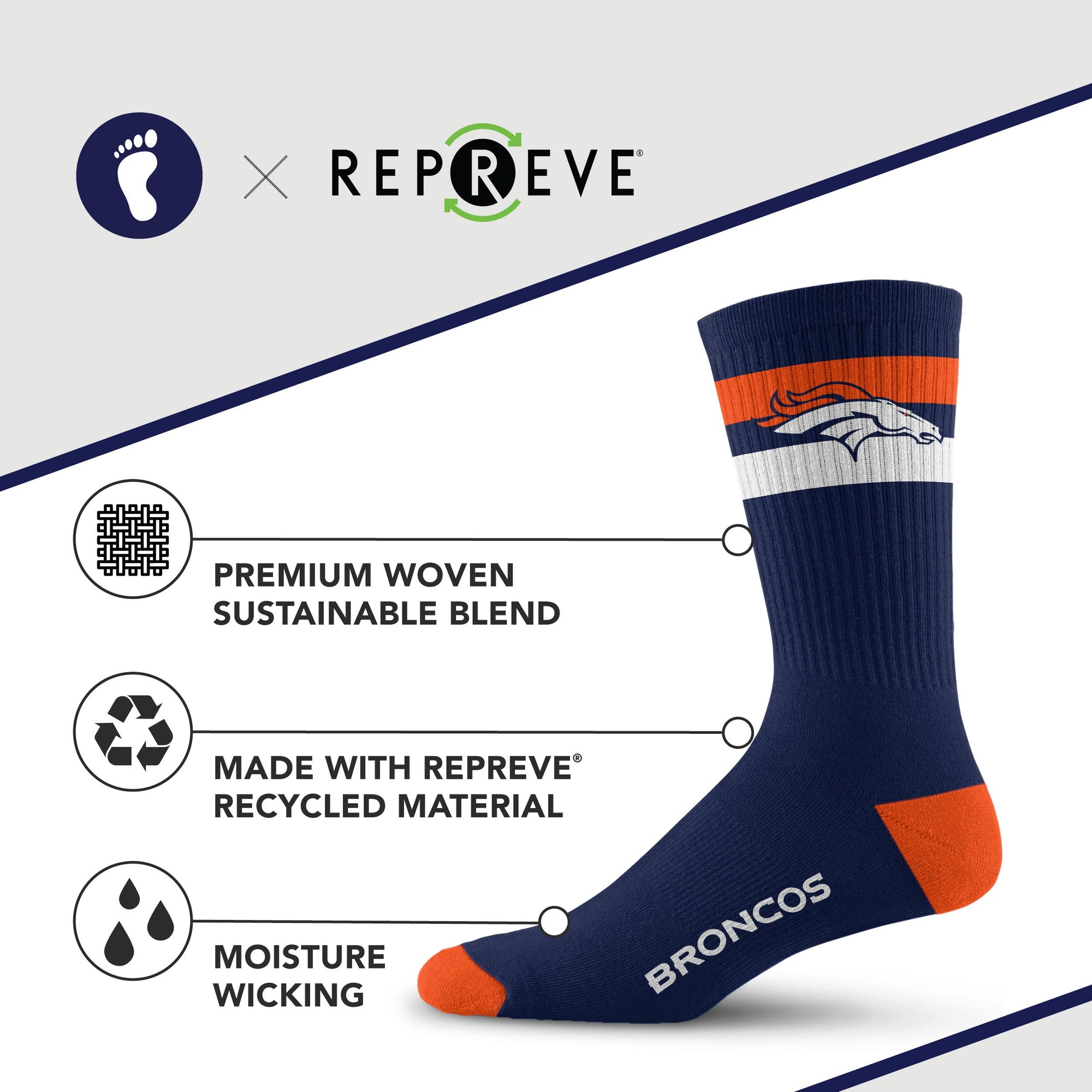 Denver Broncos Legend Premium Crew Socks
