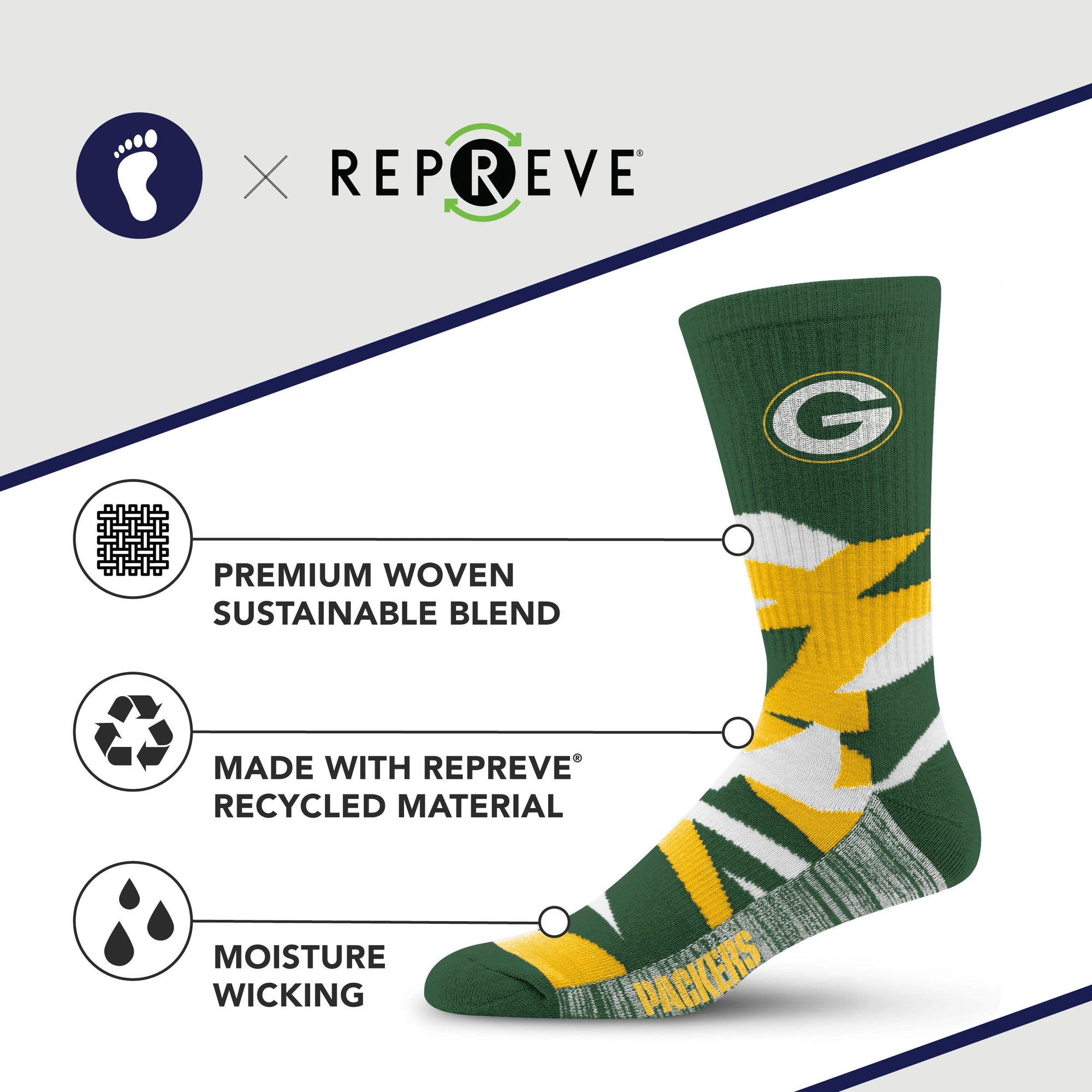 Green Bay Packers Breakout Premium Crew Socks