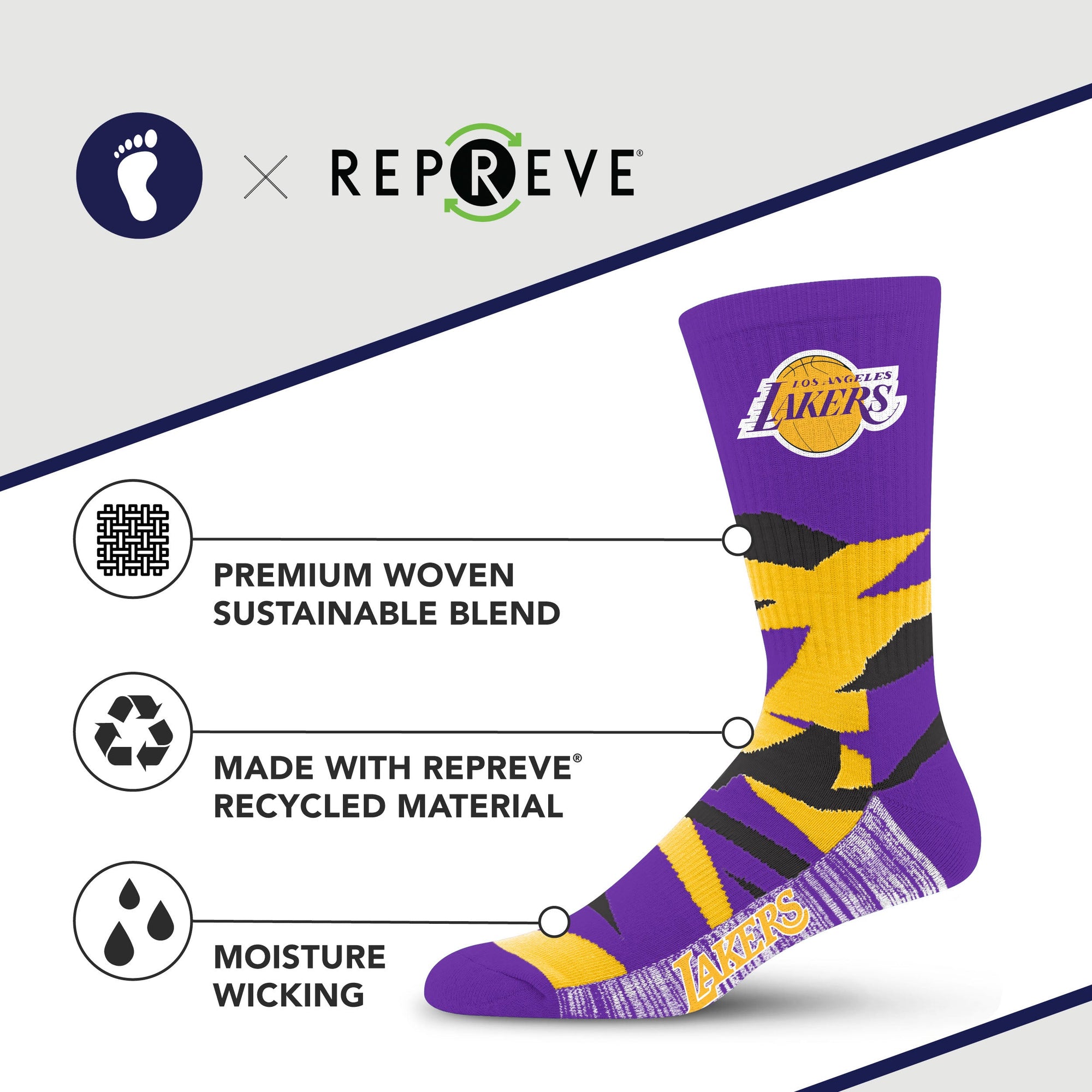 Los Angeles Lakers Breakout Premium Crew Socks