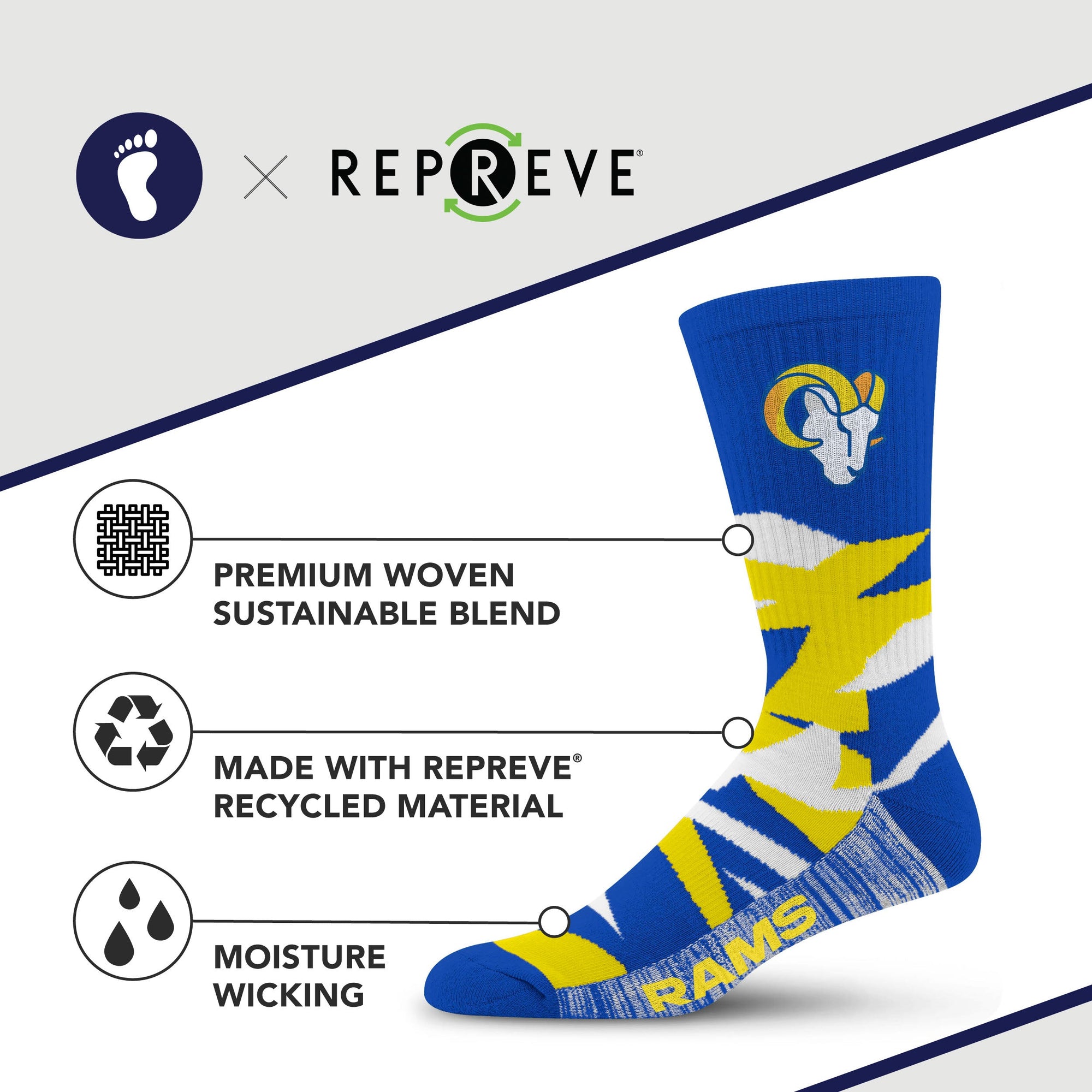 Los Angeles Rams Breakout Premium Crew Socks