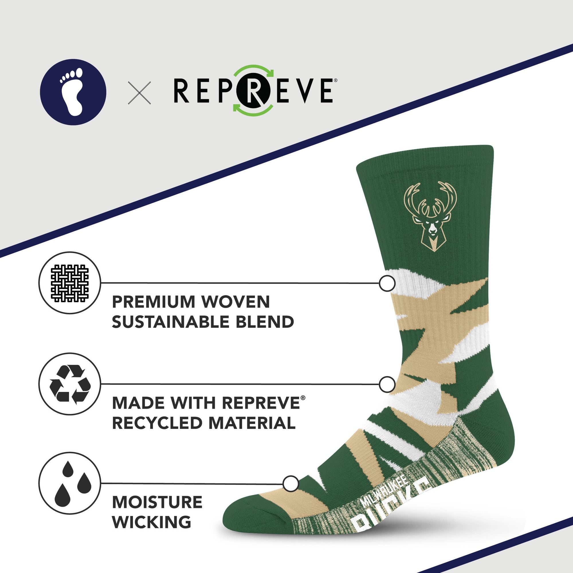 Milwaukee Bucks Breakout Premium Crew Socks
