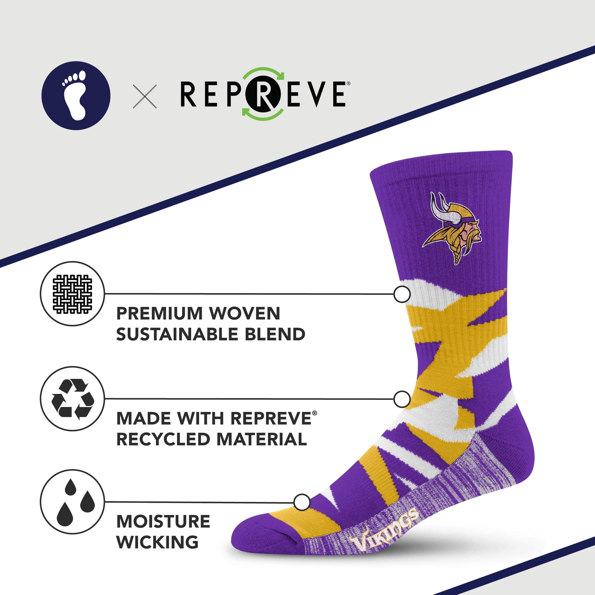 Minnesota Vikings Breakout Premium Crew Socks