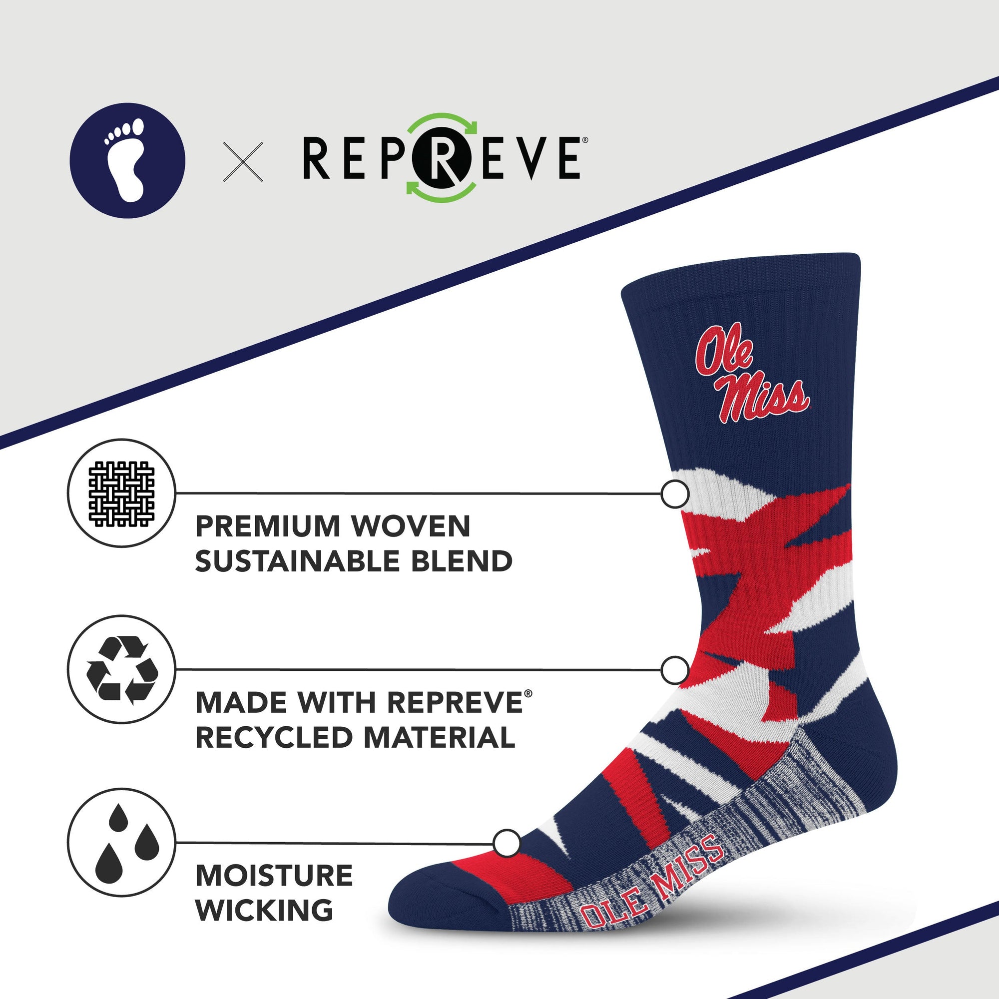Mississippi Rebels Breakout Premium Crew Socks