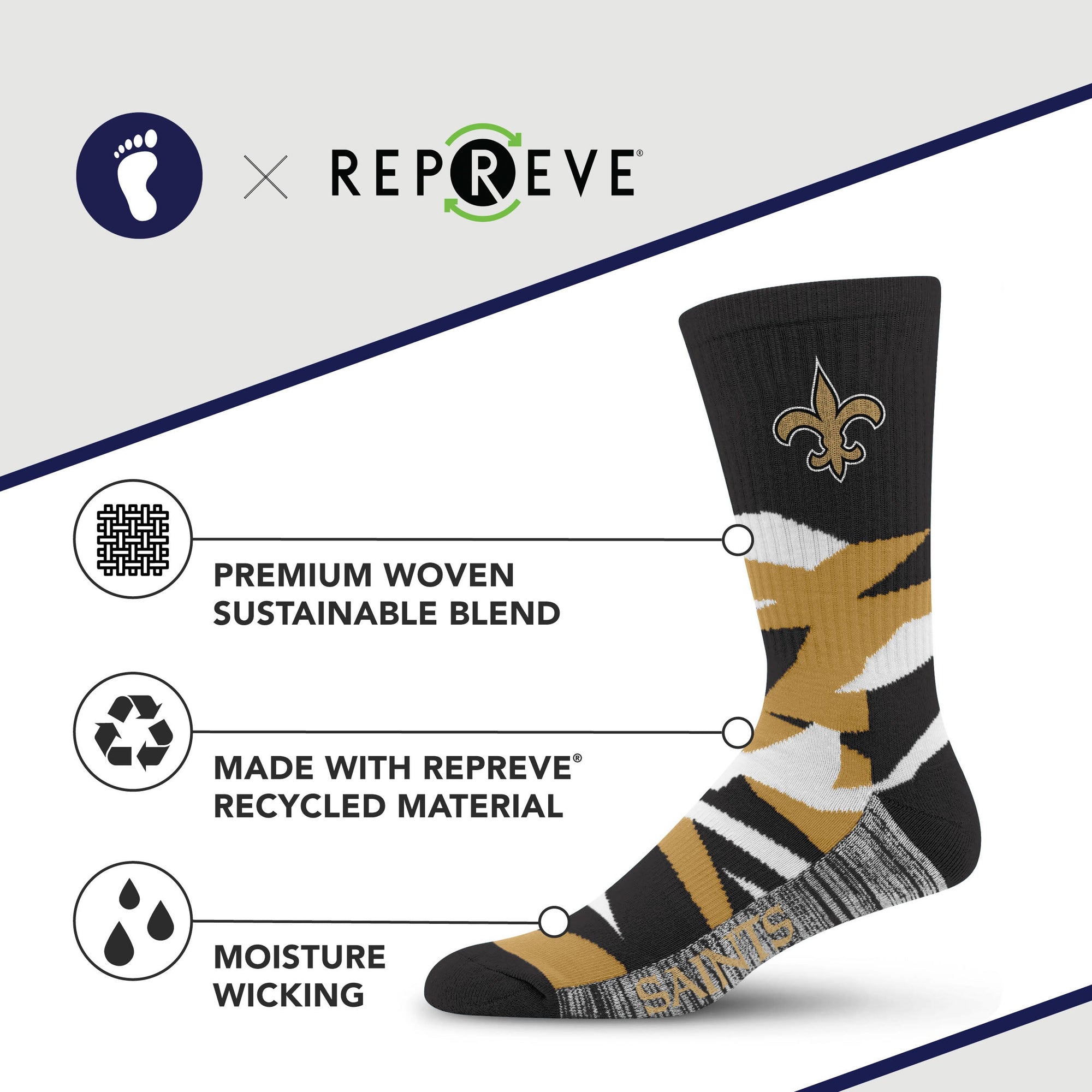 New Orleans Saints Breakout Premium Crew Socks