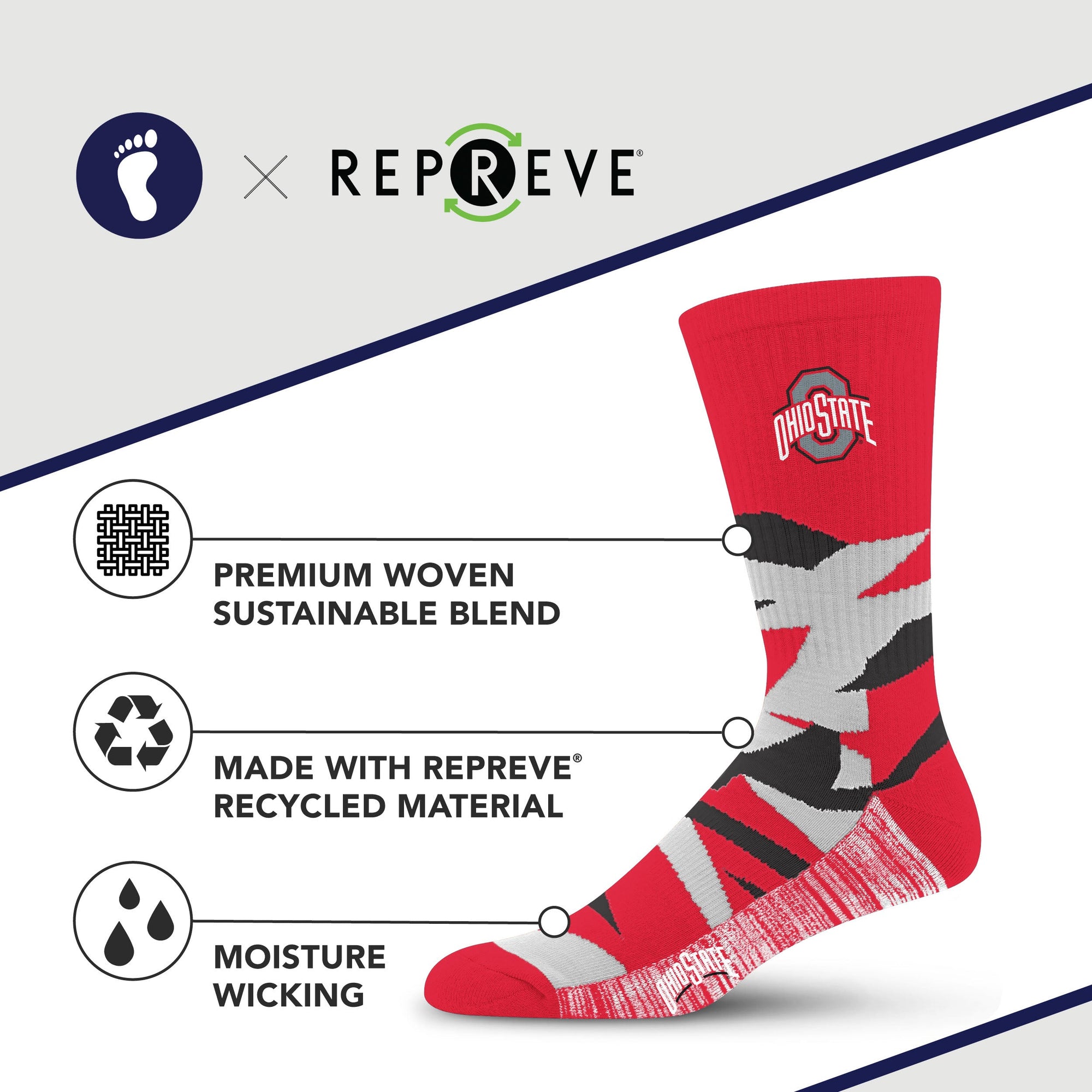 Ohio State Buckeyes Breakout Premium Crew Socks