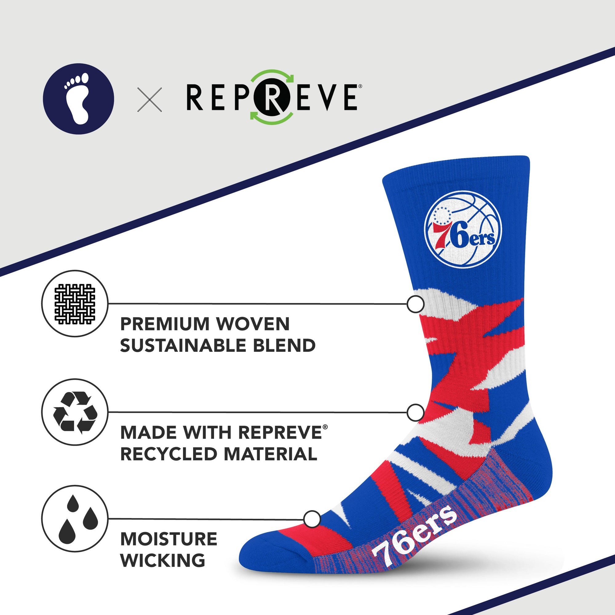 Philadelphia 76ers Breakout Premium Crew Socks