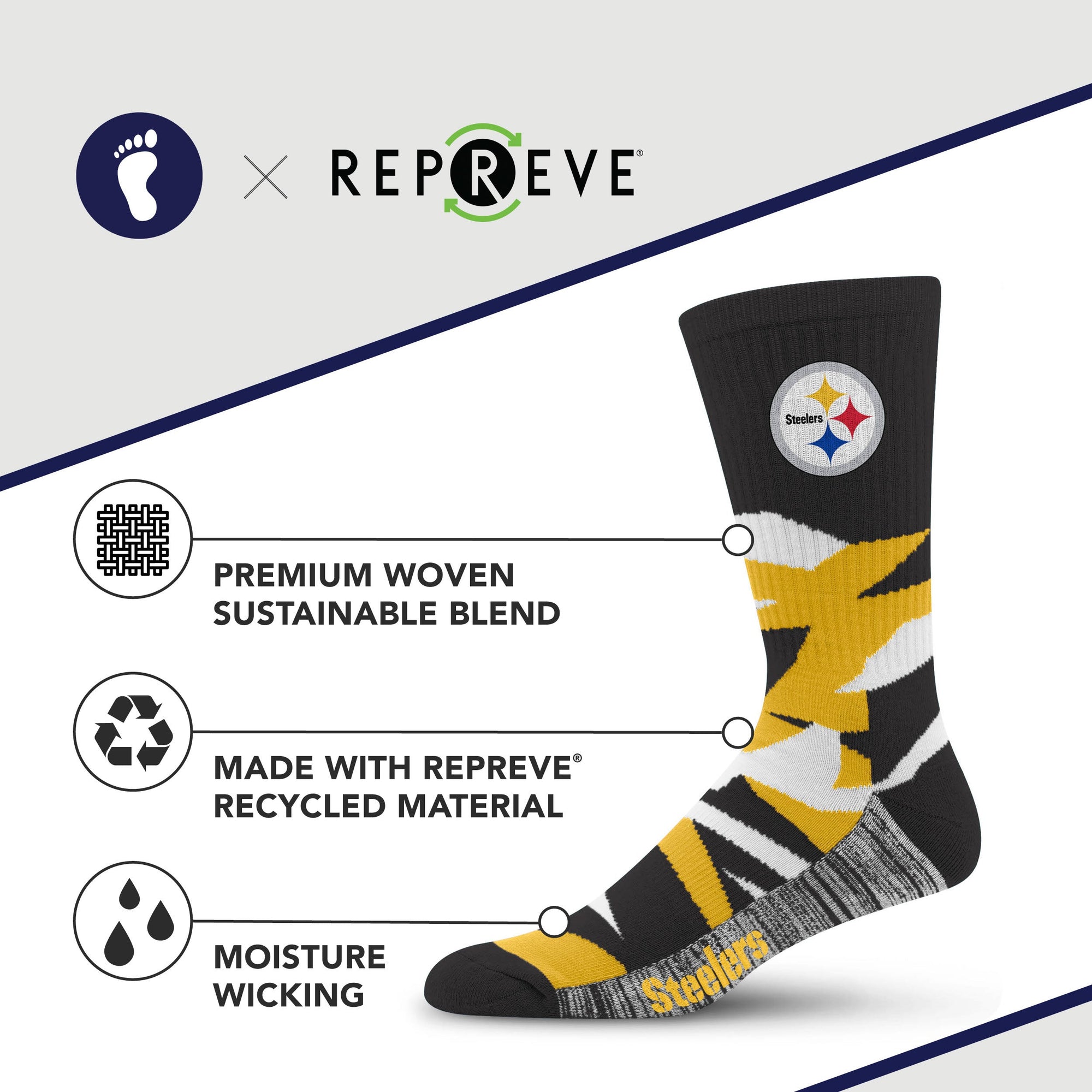 Pittsburgh Steelers Breakout Premium Crew Socks