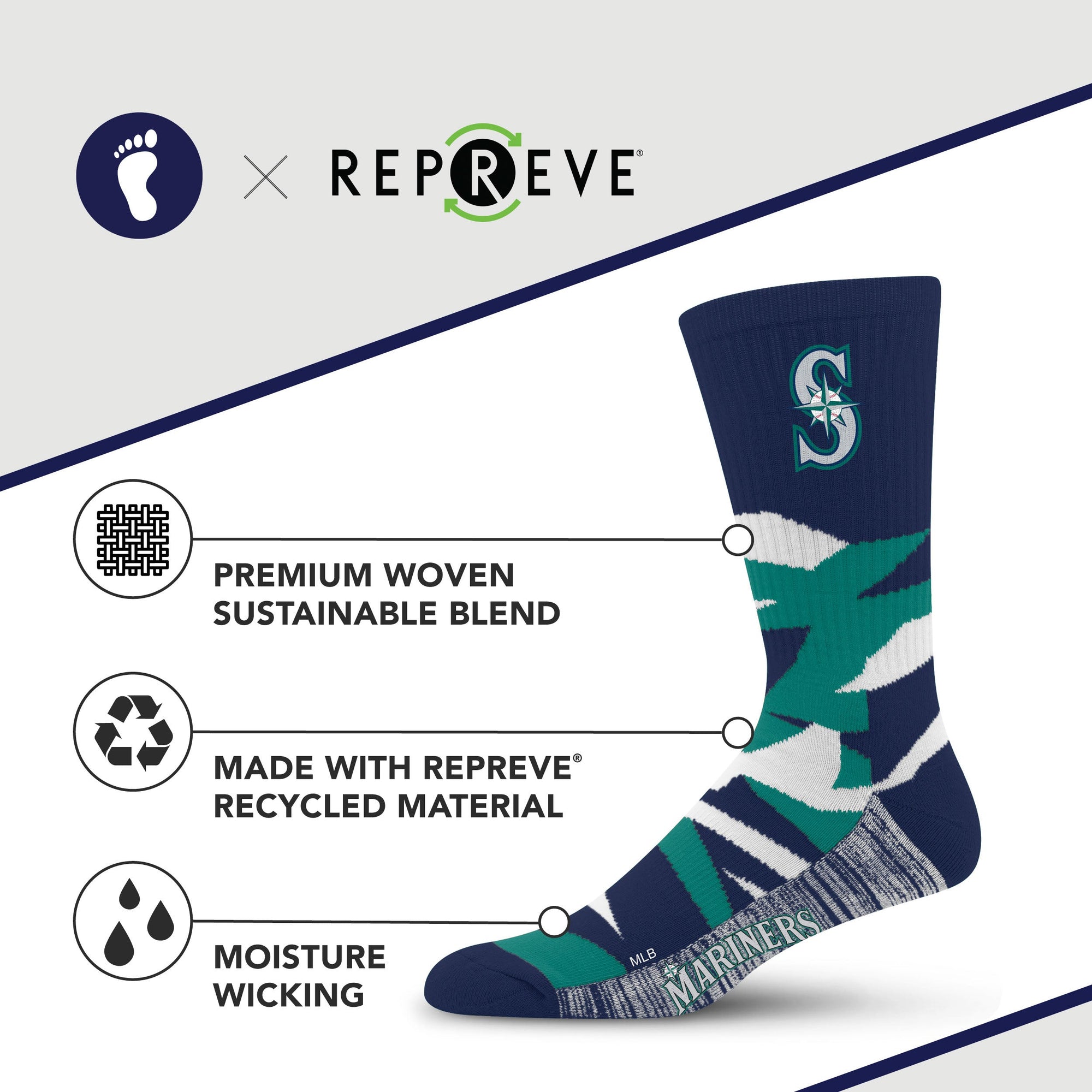 Seattle Mariners Breakout Premium Crew Socks