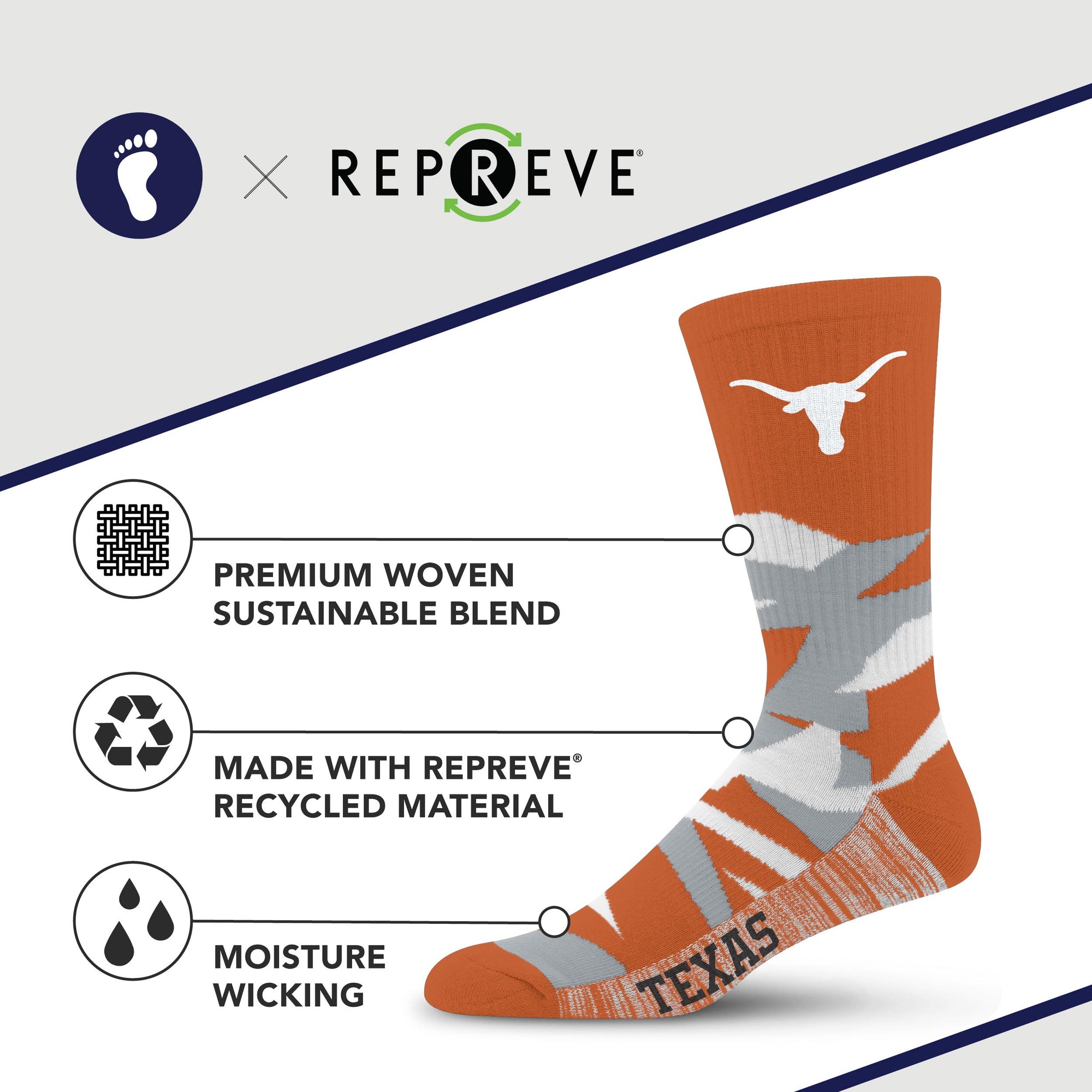 Texas Longhorns Breakout Premium Crew Socks