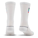 Premium Crew Socks Dashed Clock White