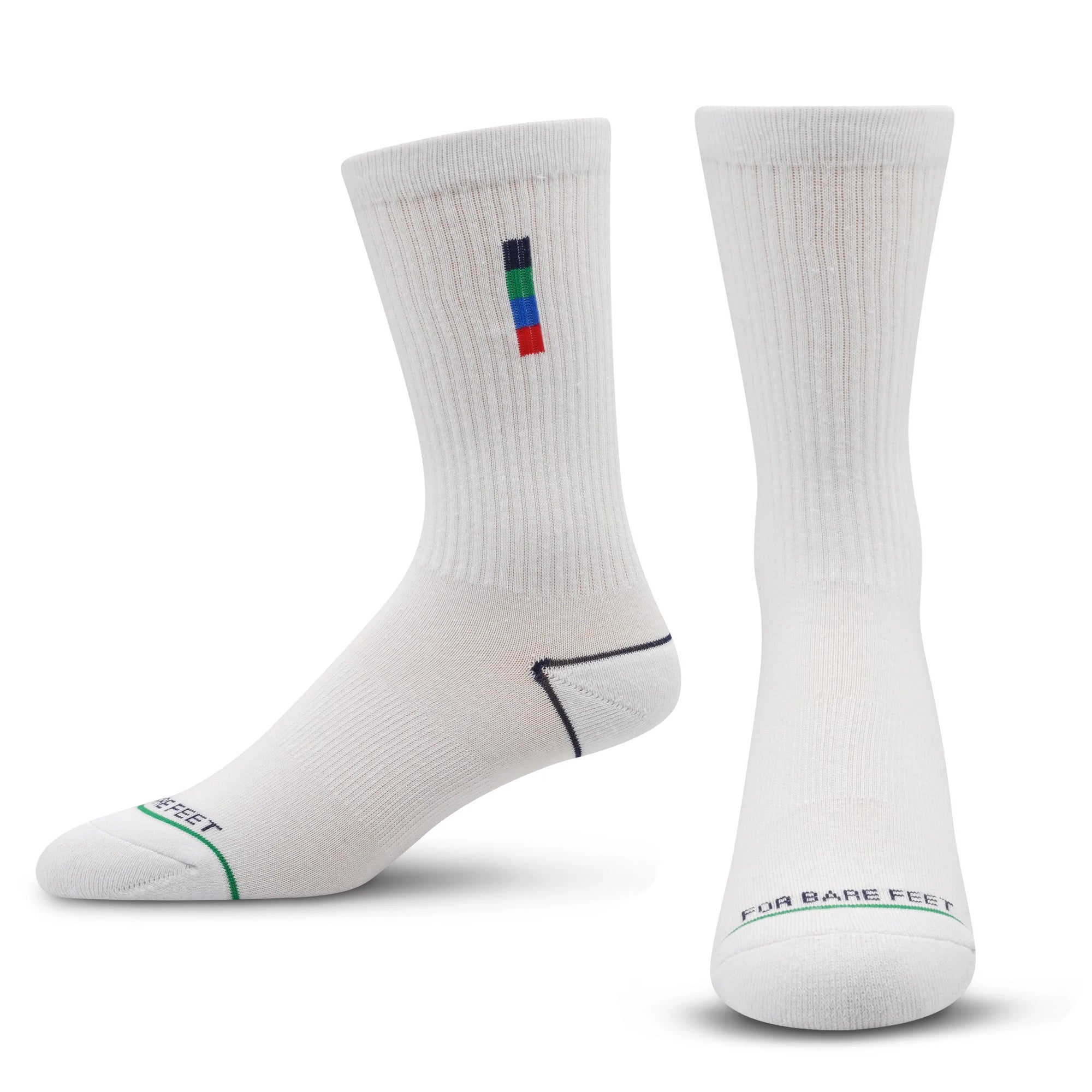 Premium Crew Socks Dashed Clock White