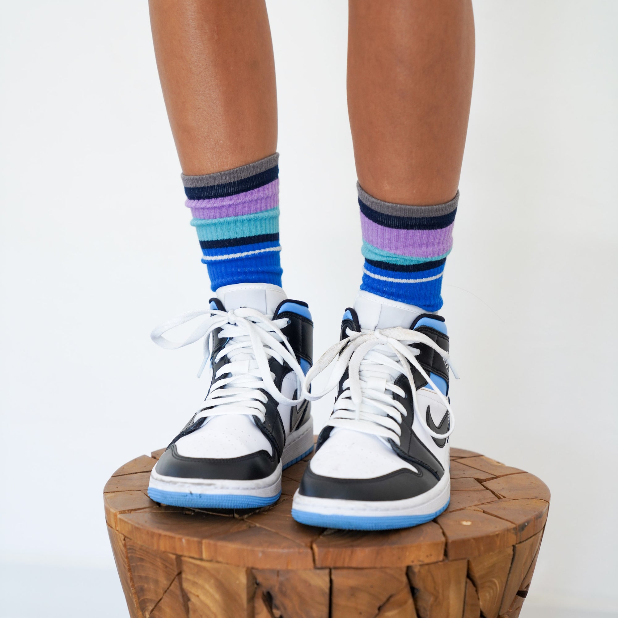 Premium Crew Socks Electric Stripe Blue