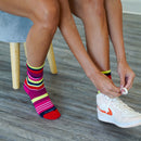 Premium Crew Socks Electric Stripe Pink