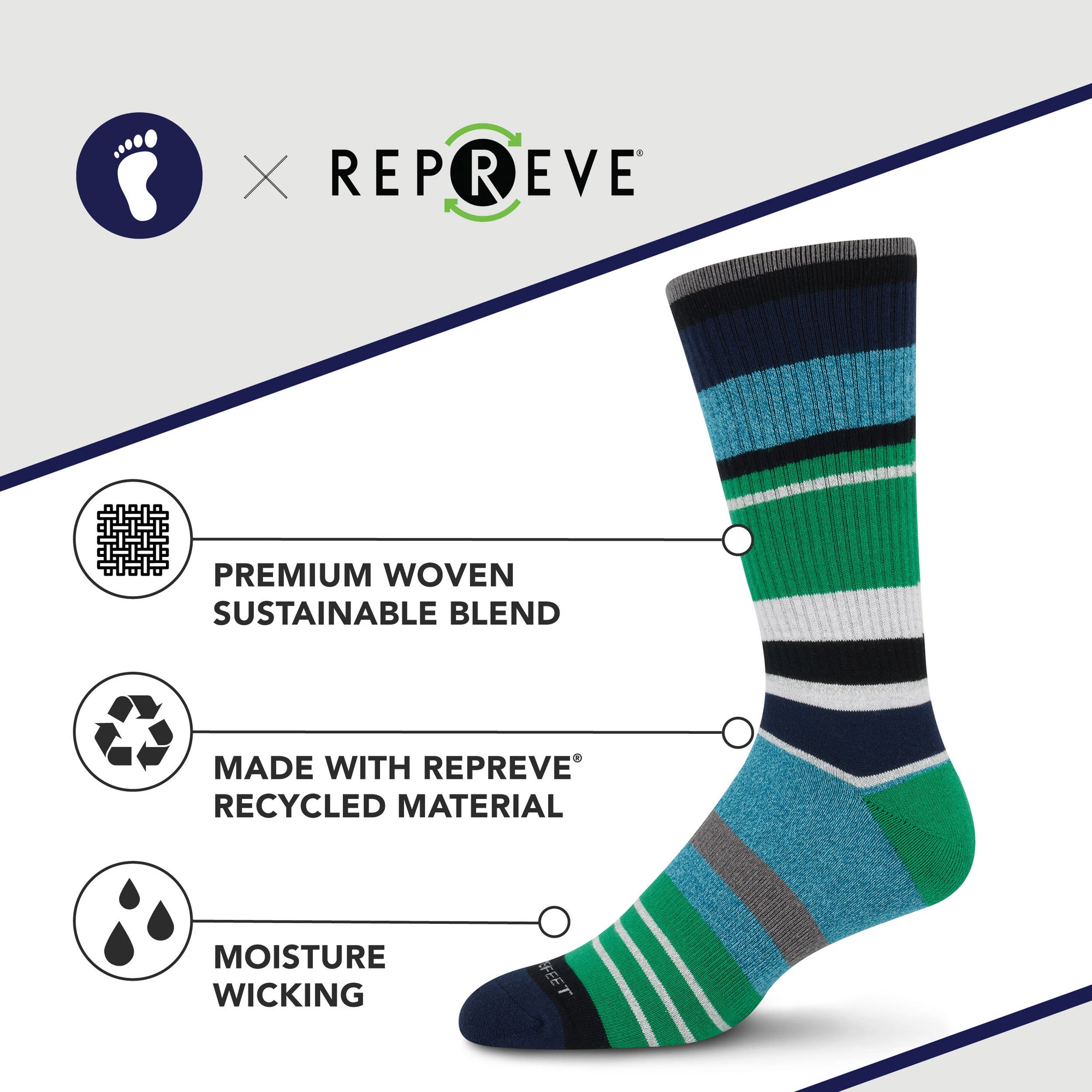Premium Crew Socks Electric Stripe Green