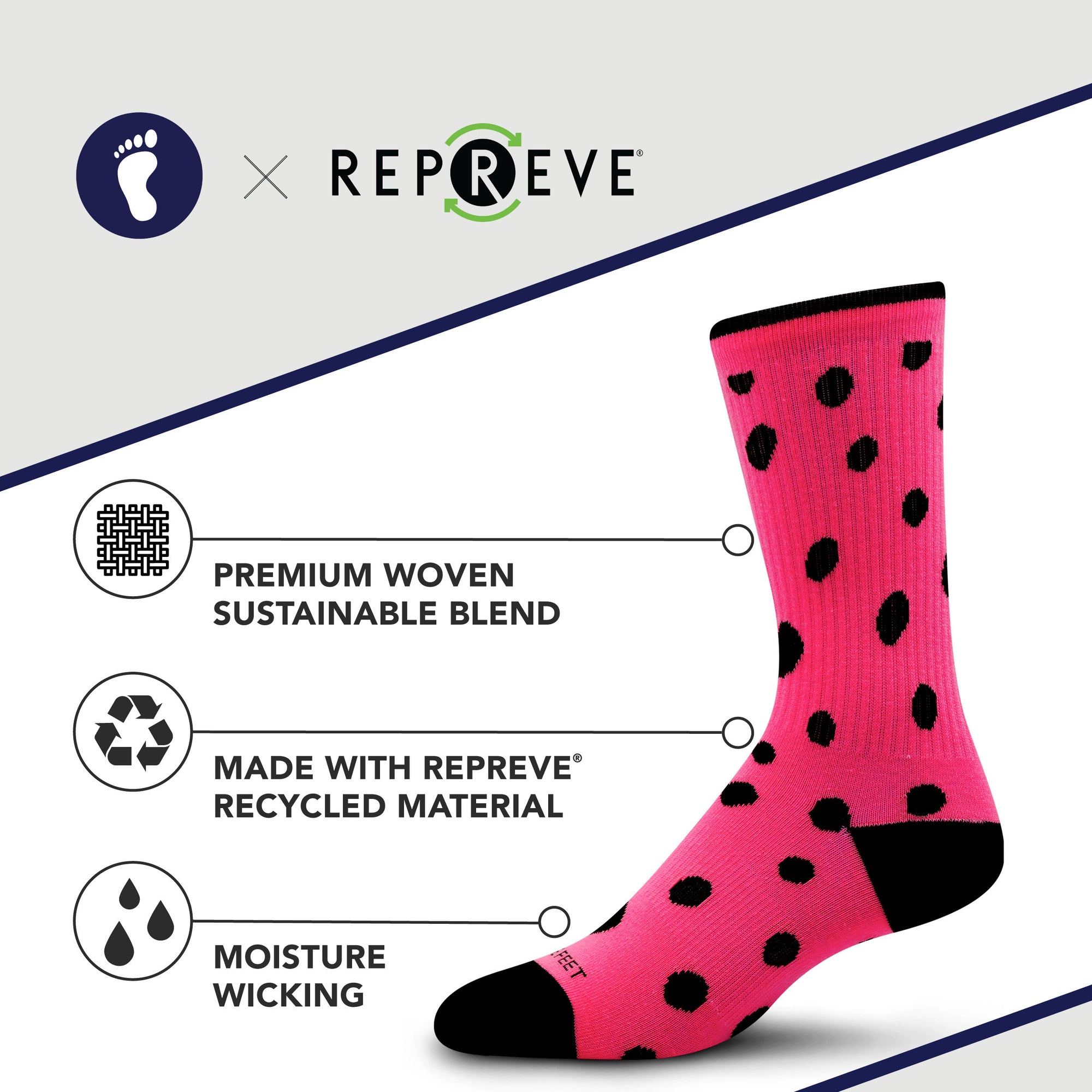 Premium Crew Socks Dottie Pink