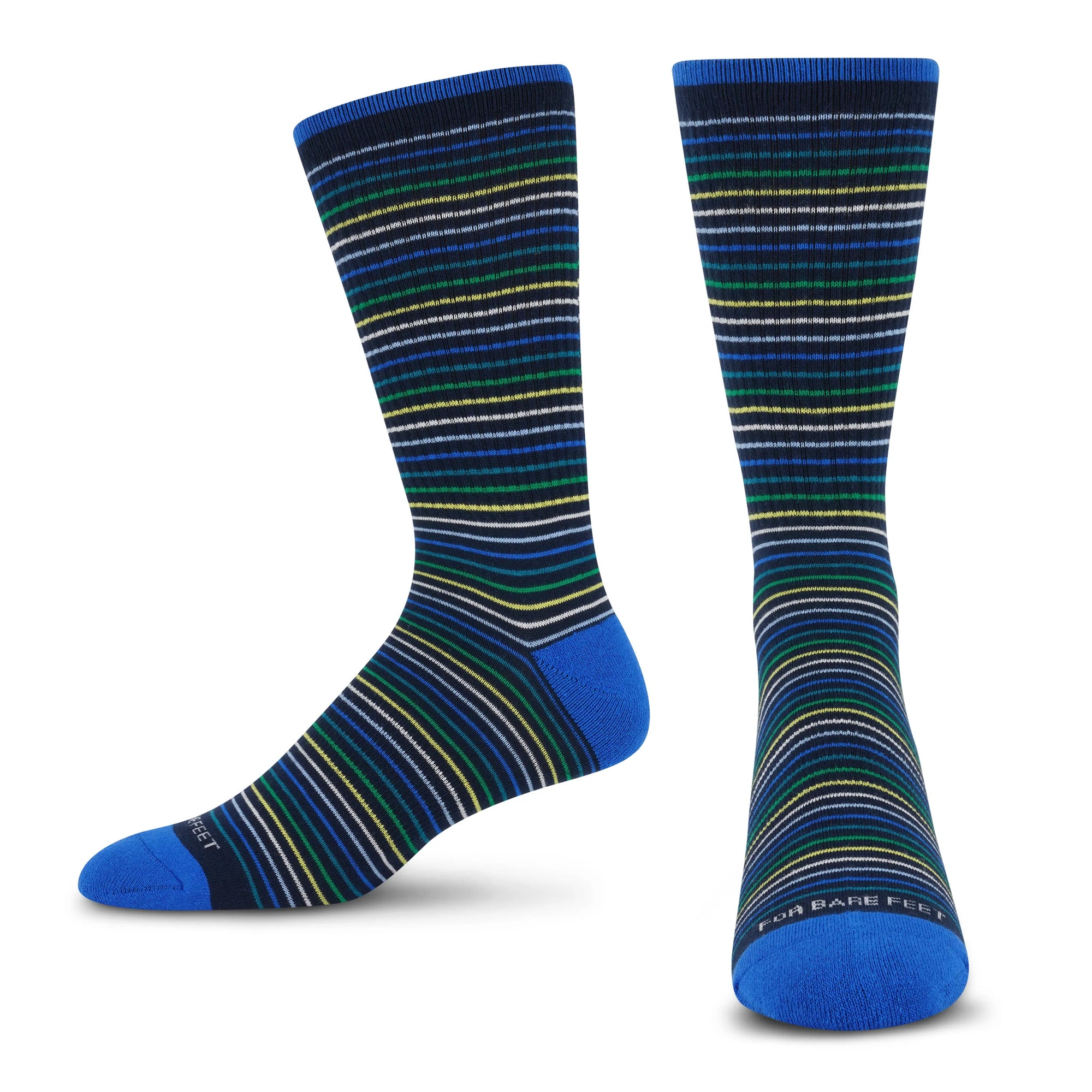 Premium Crew Socks Thin Stripe Navy