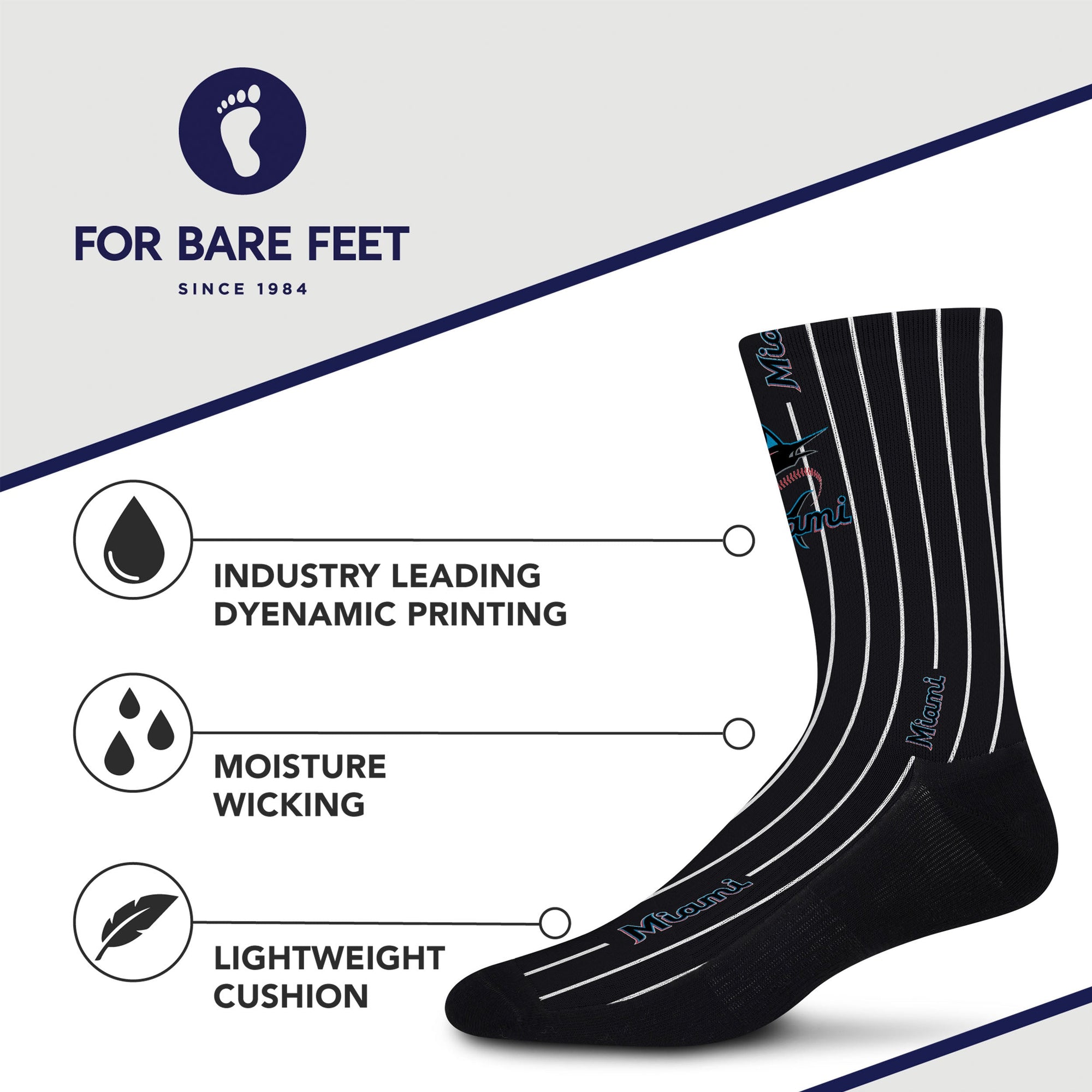 Miami Marlins Pinstripe Socks