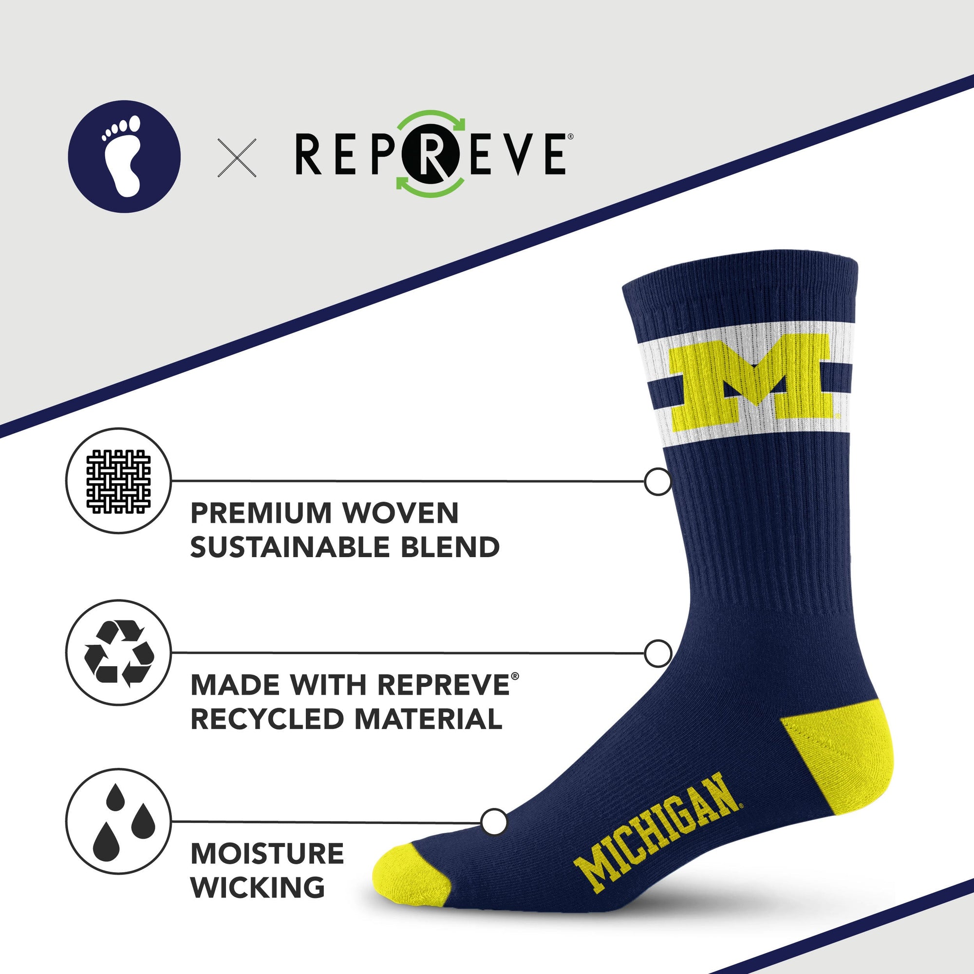 Michigan Wolverines Legend Premium Crew Socks