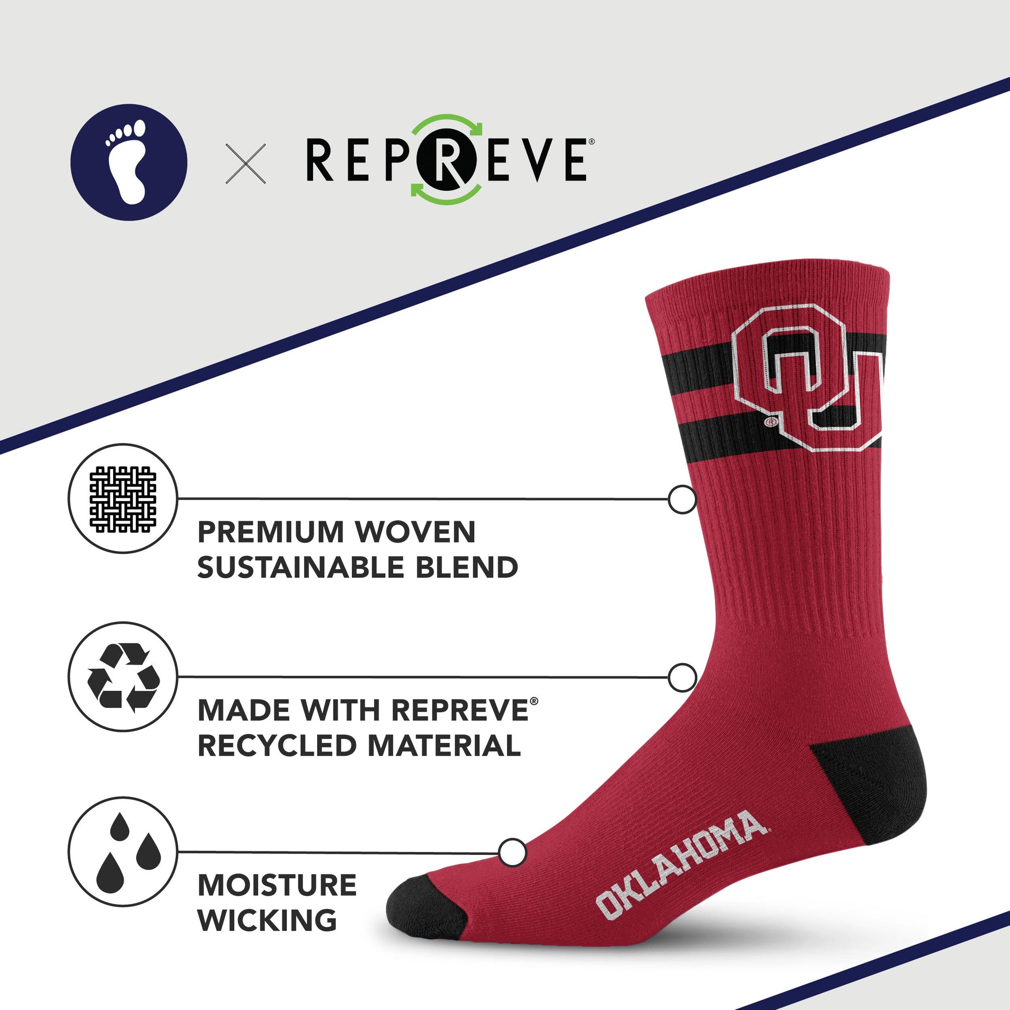Oklahoma Sooners Legend Premium Crew Socks