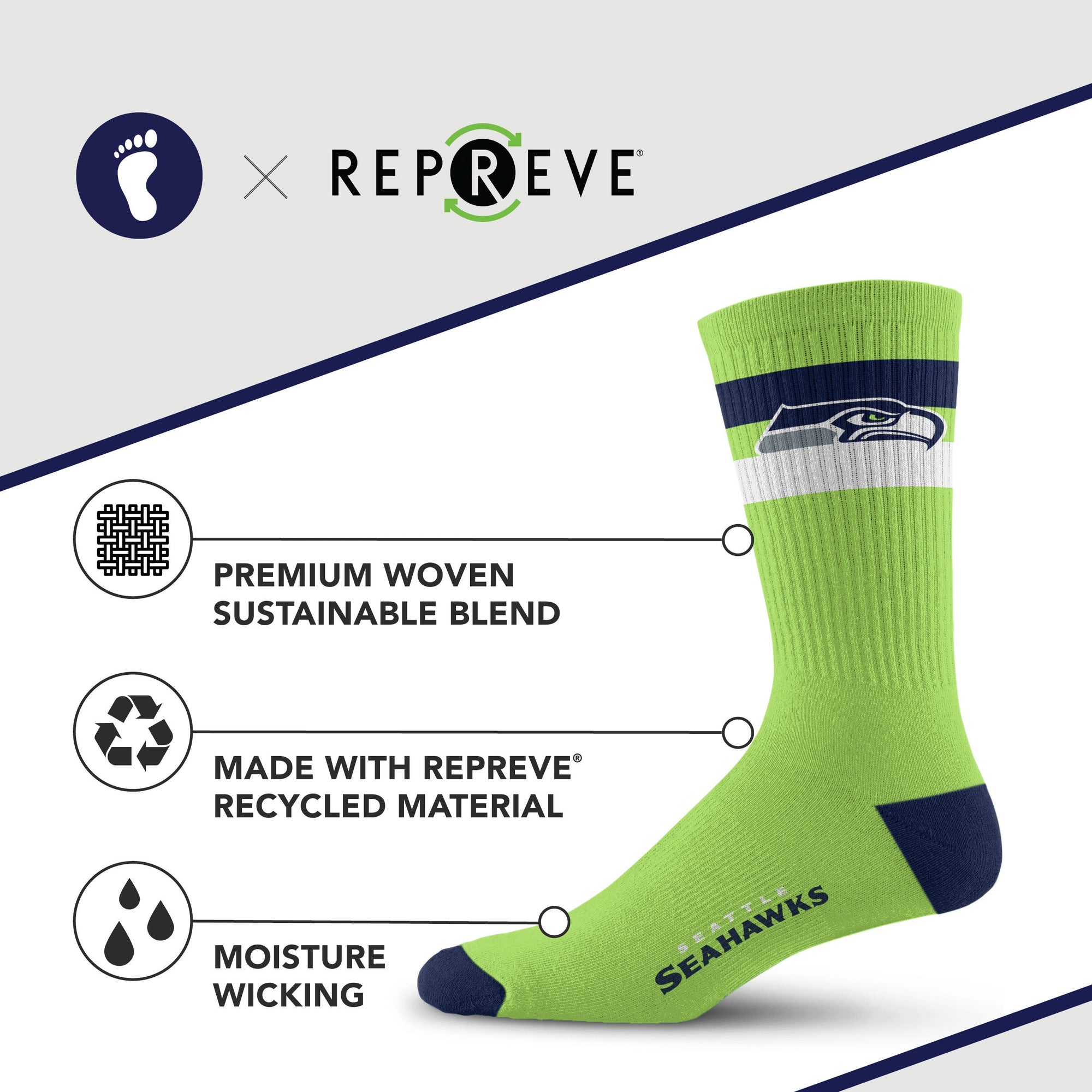 Seattle Seahawks Legend Premium Crew Socks