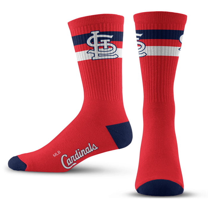 St. Louis Cardinals Baseball Red with Gray Block Bottom Deuce Quarter Socks