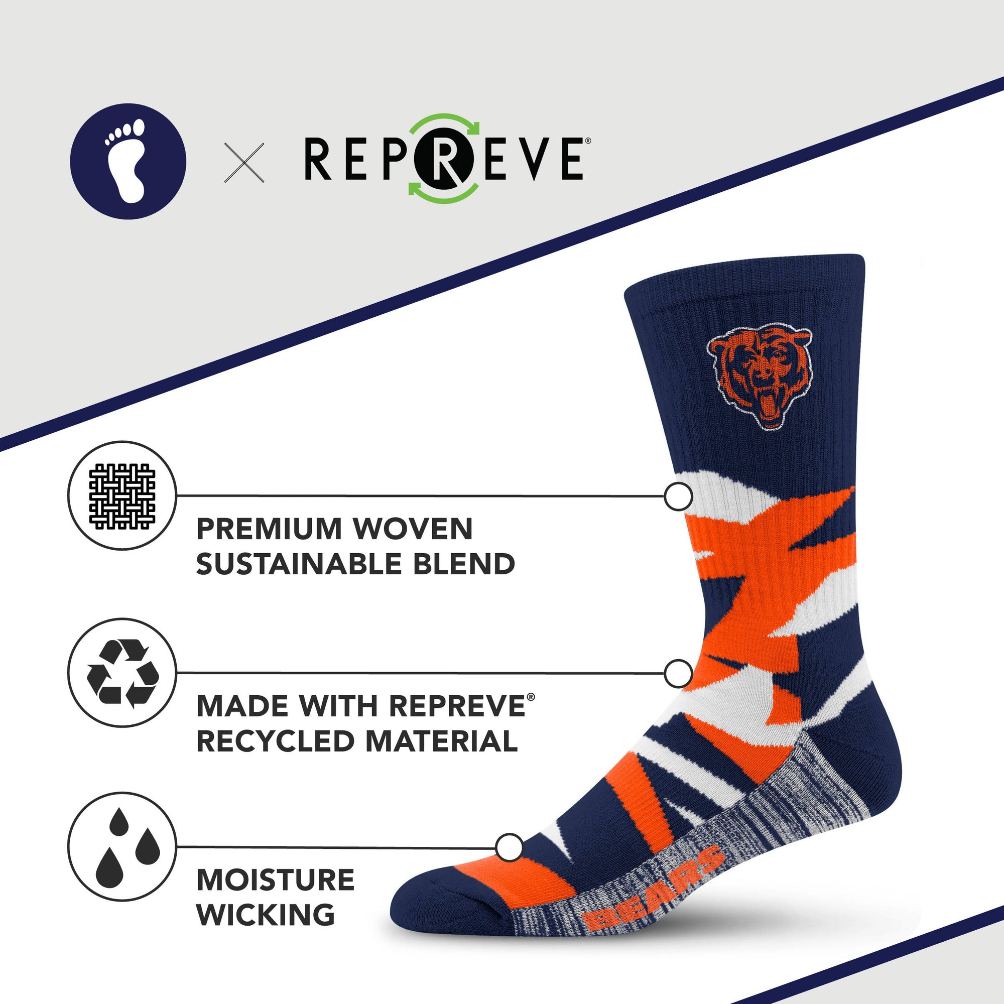 Chicago Bears Breakout Premium Crew Socks