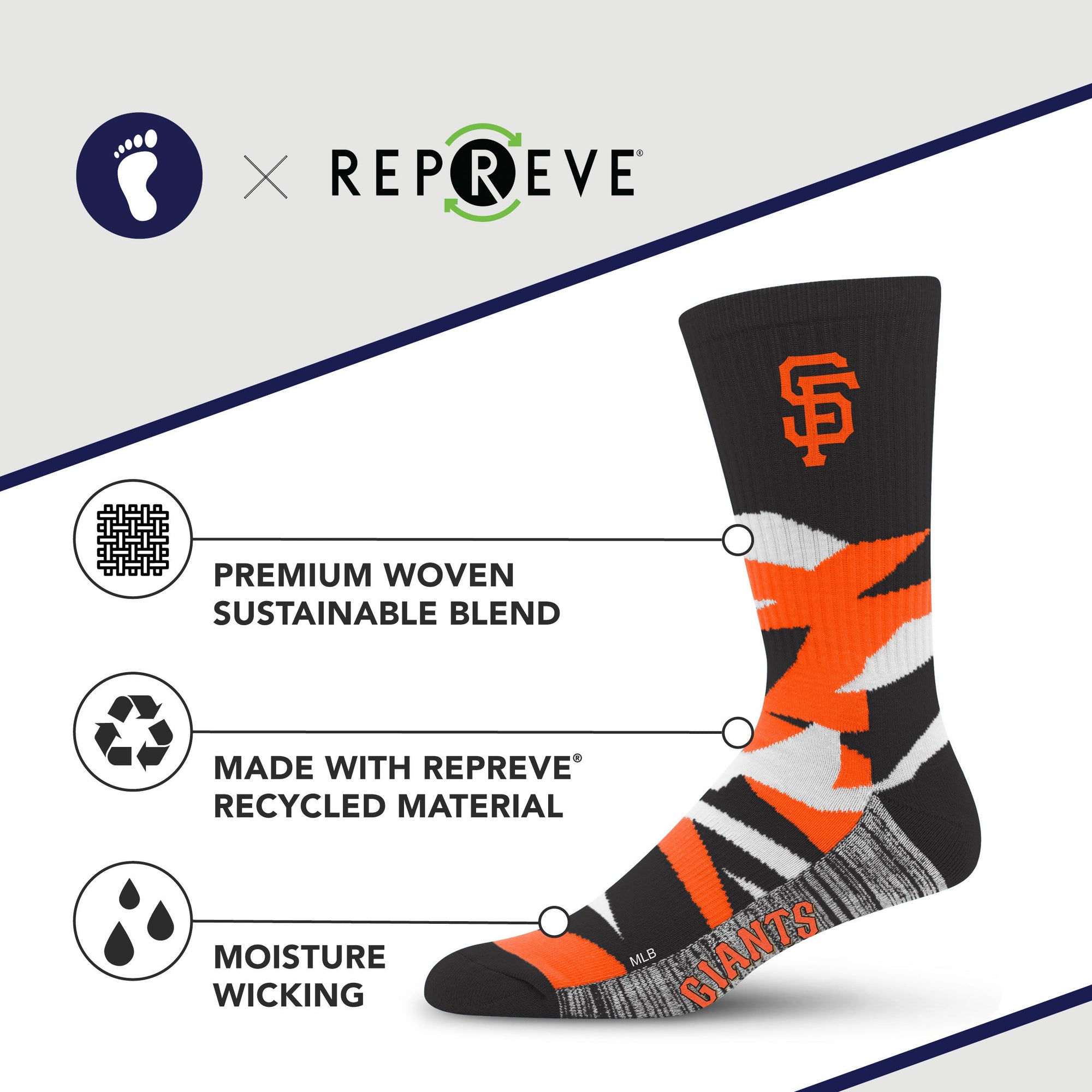 Officially Licensed MLB San Francisco Giants Breakout Premium Crew Socks, Youth Size | for Bare Feet