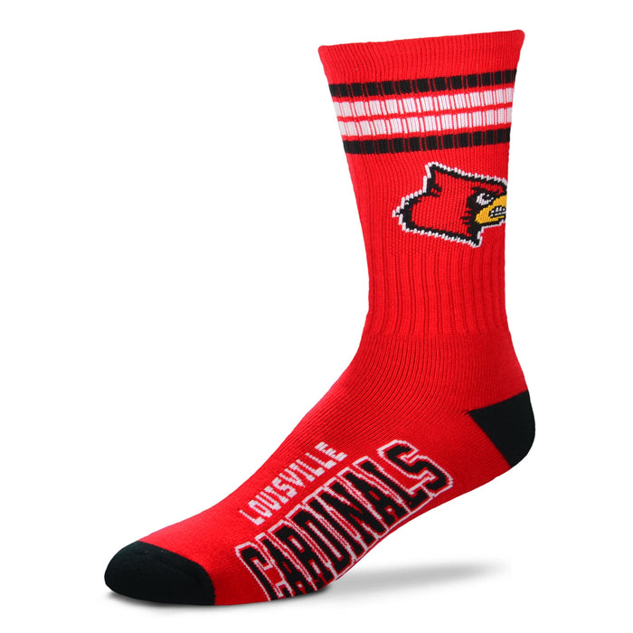 Louisville Cardinals College Women's Pro Stripe Crew Fuzzy Socks
