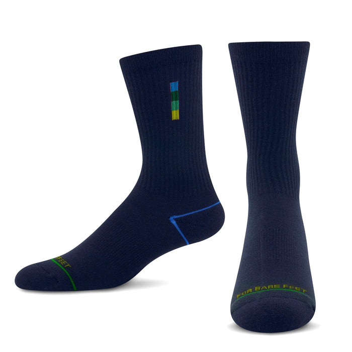 Premium Crew Socks Dashed Clock Navy