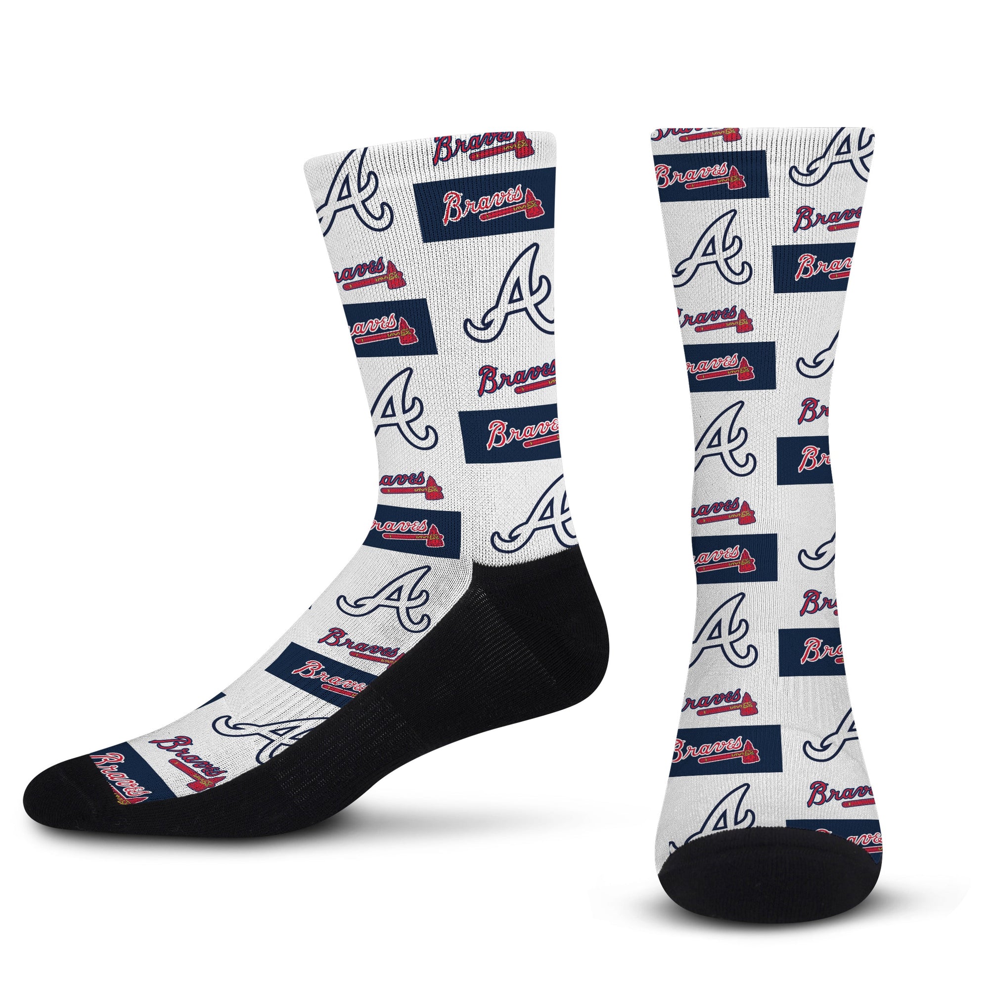 Officially Licensed MLB Atlanta Braves Poster Print Socks, Size Large/XL | for Bare Feet