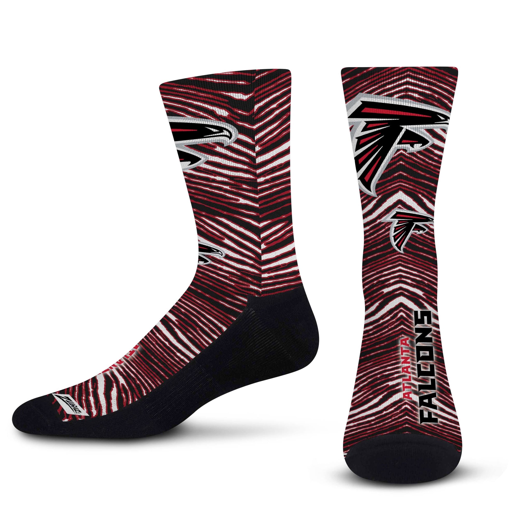 Officially Licensed NFL Atlanta Falcons Zubaz Fever Socks, Youth Size | for Bare Feet