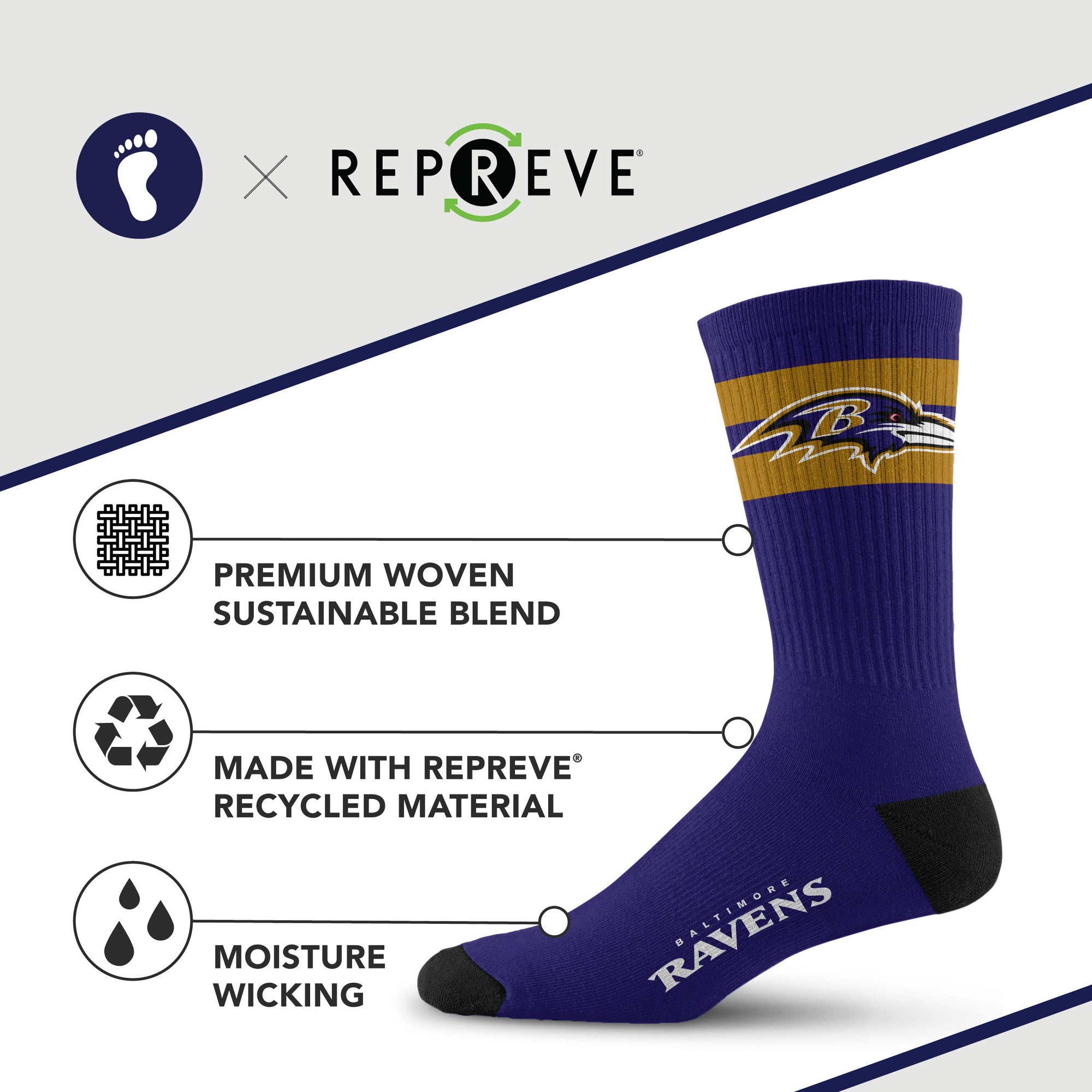 Baltimore Ravens Legend Premium Crew Socks
