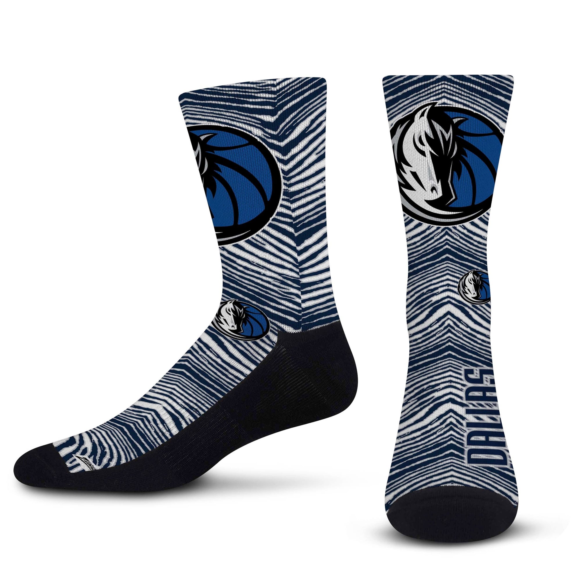 Officially Licensed NBA Dallas Mavericks Zubaz Fever Socks, Size Large/XL | for Bare Feet