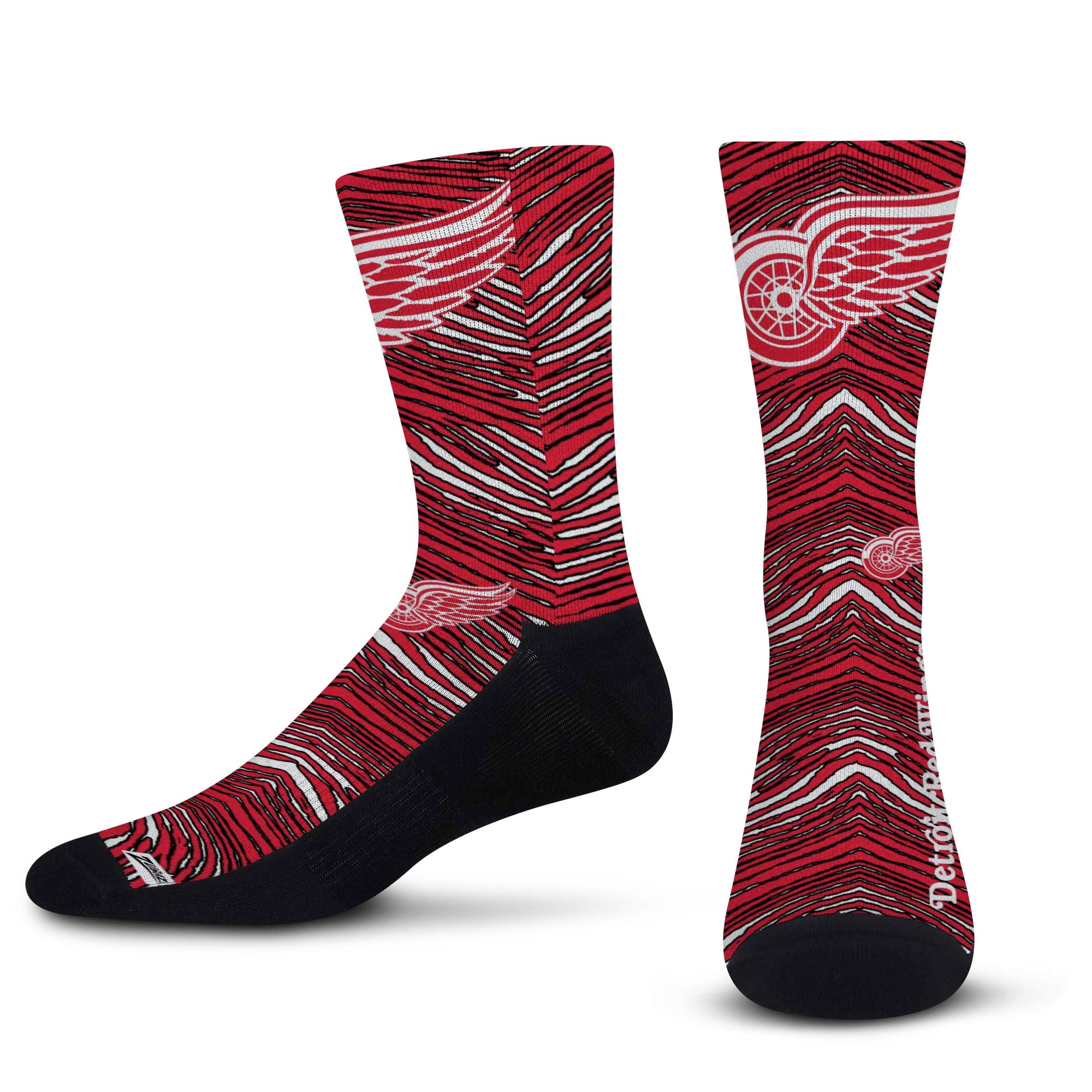 Officially Licensed NHL Detroit Red Wings Zubaz Fever Socks, Size Small/Medium | for Bare Feet