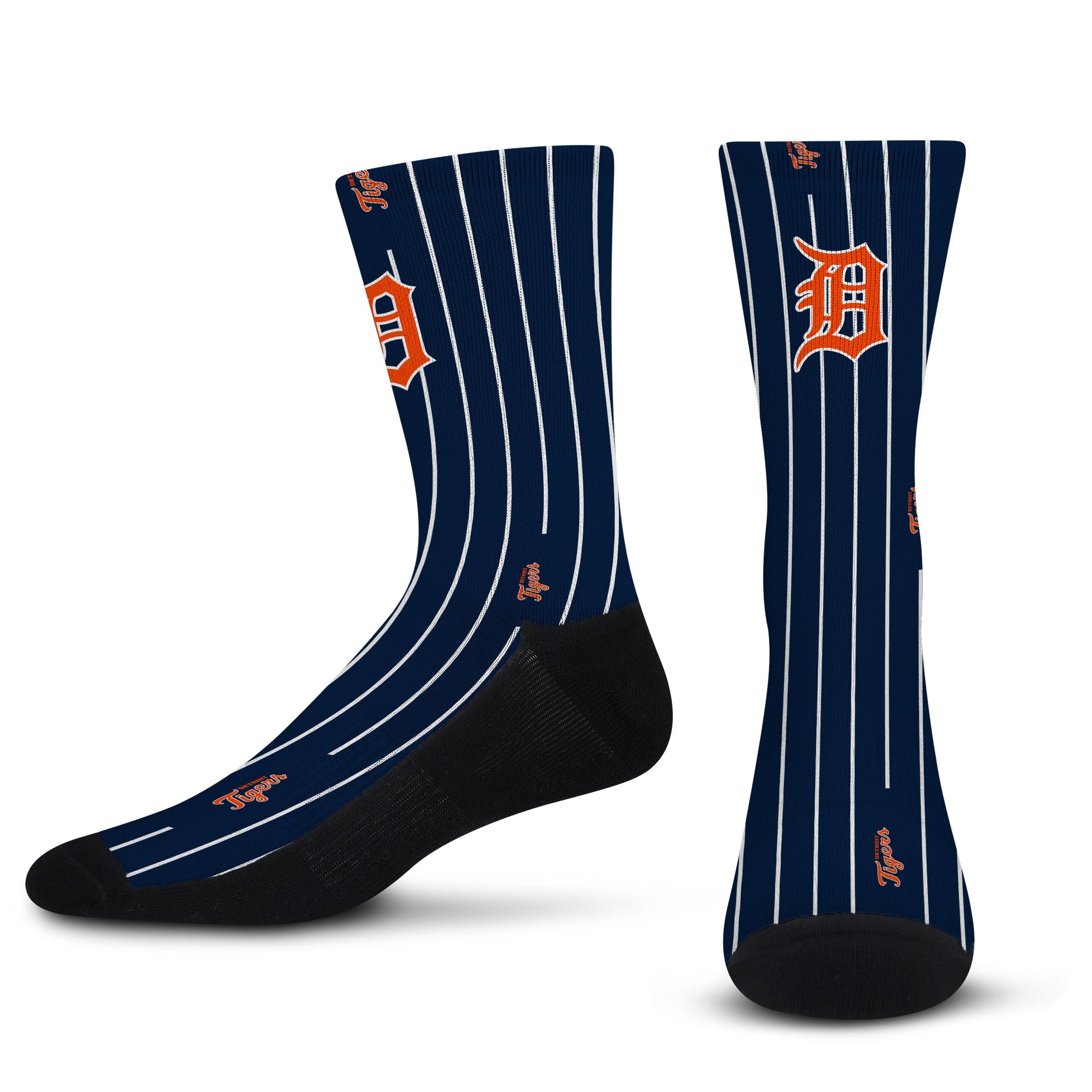 Officially Licensed MLB Detroit Tigers Pinstripe Socks, Size Large/XL | for Bare Feet