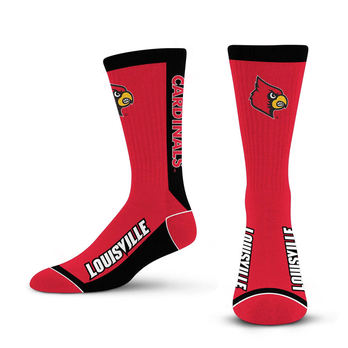 Louisville Cardinals NCAA For Bare Feet Double Deuce Gray Knit Crew Socks  *Large