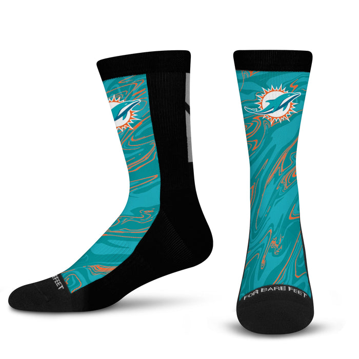 For Bare Feet Miami Dolphins Spray Zone Socks