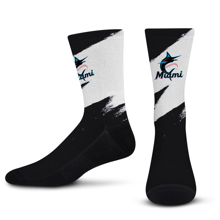 Officially Licensed MLB Miami Marlins Pinstripe Socks, Size Small/Medium | for Bare Feet