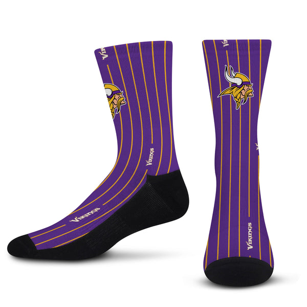 Officially Licensed NFL Minnesota Vikings Pinstripe Socks, Size Large/XL | for Bare Feet