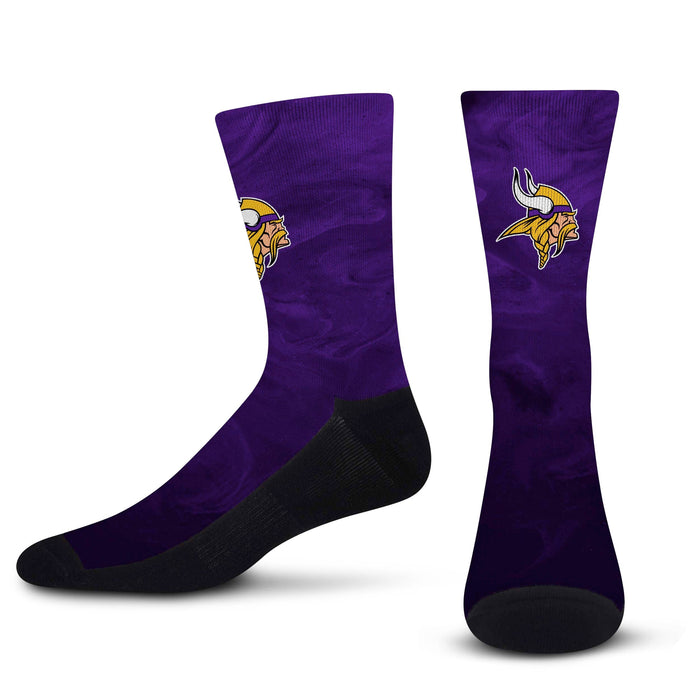 for Bare Feet Minnesota Vikings Reverse 4 Stripe Deuce Crew Socks Size: Large