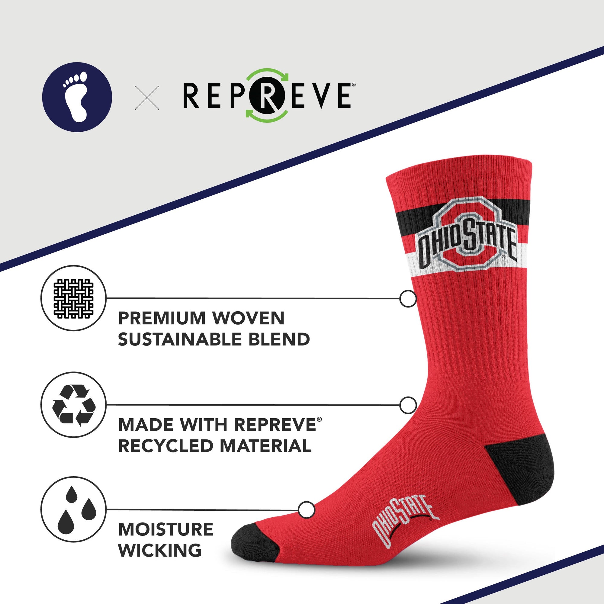 Ohio State Buckeyes Legend Premium Crew Socks
