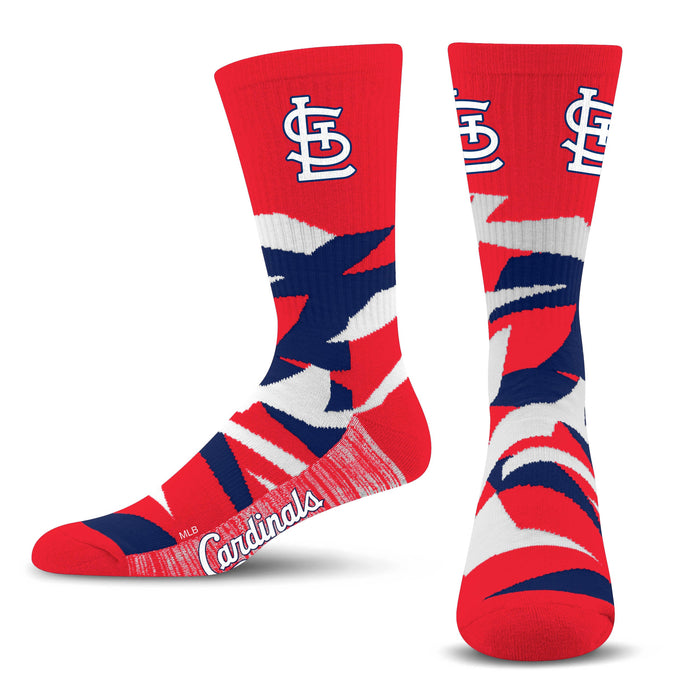 Women's For Bare Feet St. Louis Cardinals Block Stripe Fuzzy Ankle Socks