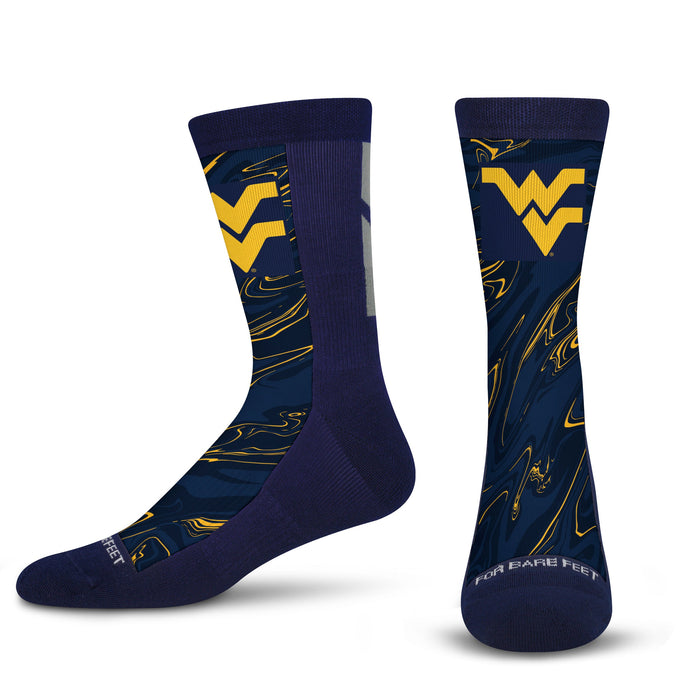 For Bare Feet NCAA West Virginia Mountaineers Camo Boom 3-Pack Ankle Socks - Large, Team Colors